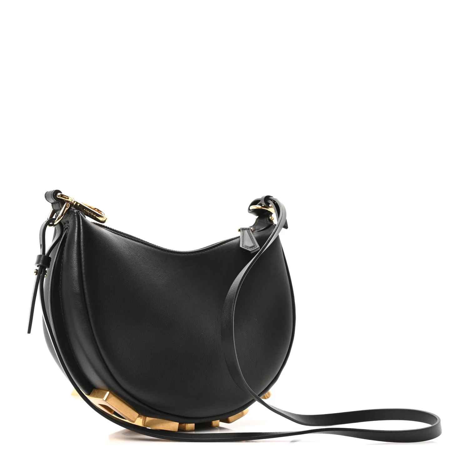 Vitello Grace Matte Mini Fendigraphy Hobo Bag Black - Image 3
