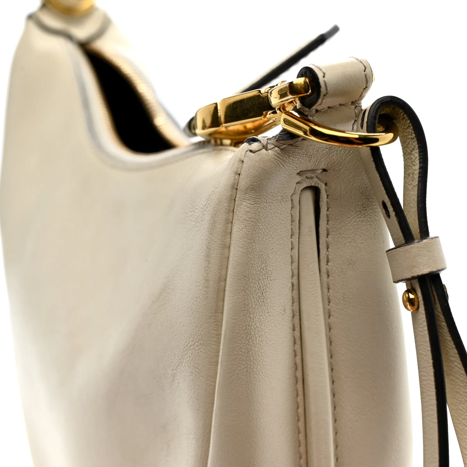 Vitello Grace Matte Mini Fendigraphy Hobo Bag White Ice - Image 15