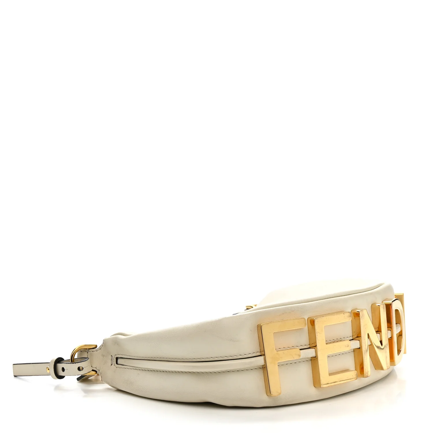 Vitello Grace Matte Mini Fendigraphy Hobo Bag White Ice - Image 4
