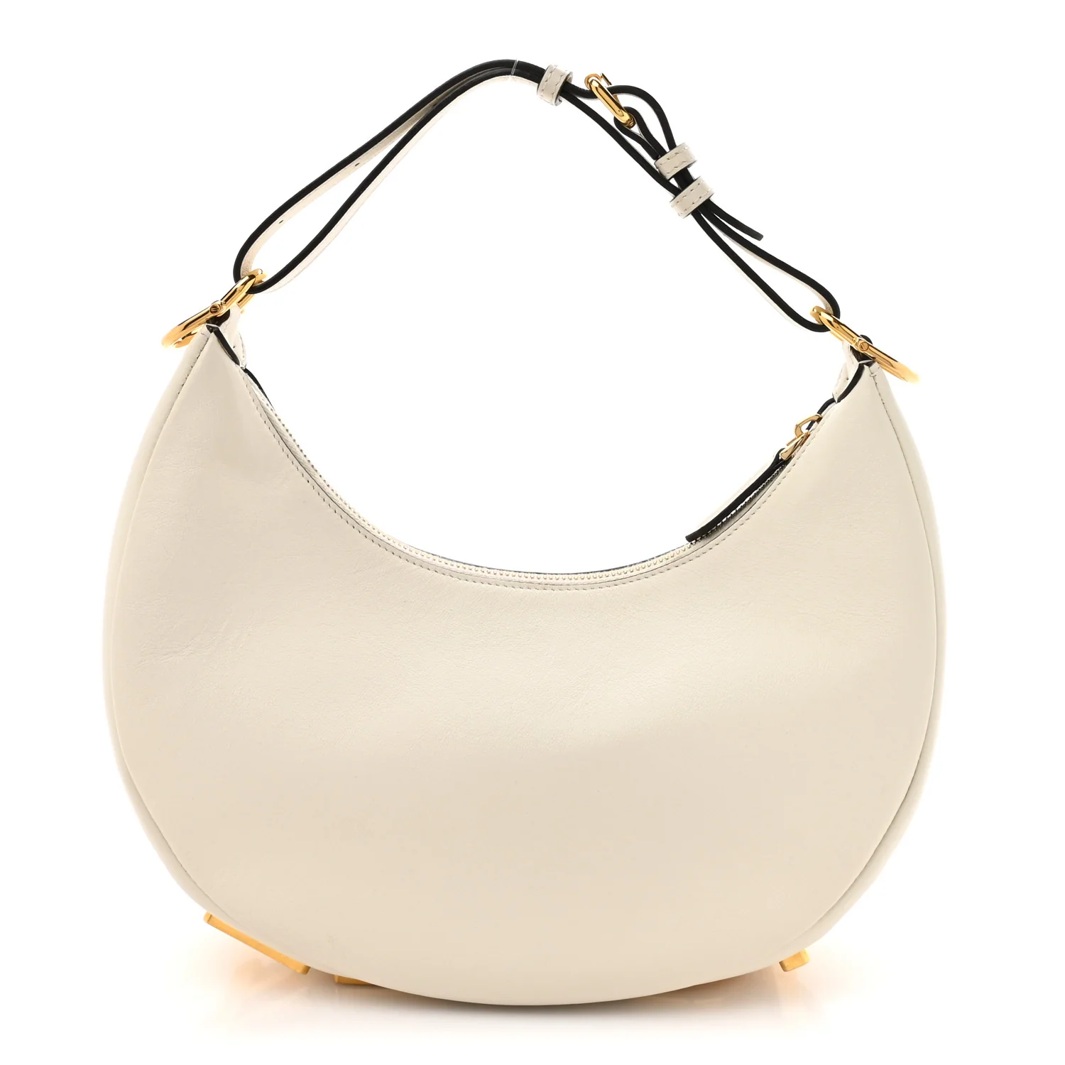 Vitello Grace Matte Small Fendigraphy Hobo Bag White Ice