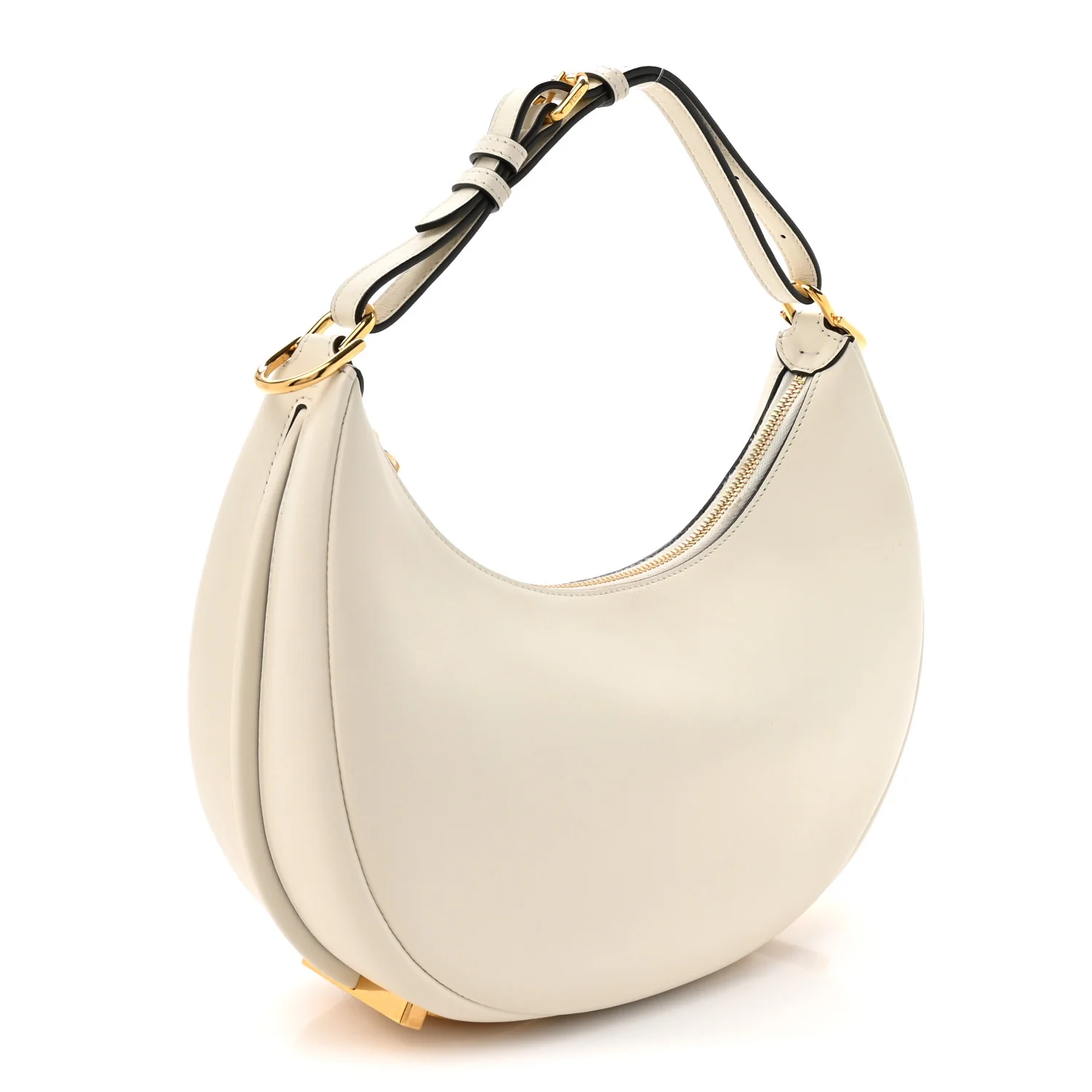 Vitello Grace Matte Small Fendigraphy Hobo Bag White Ice - Image 3