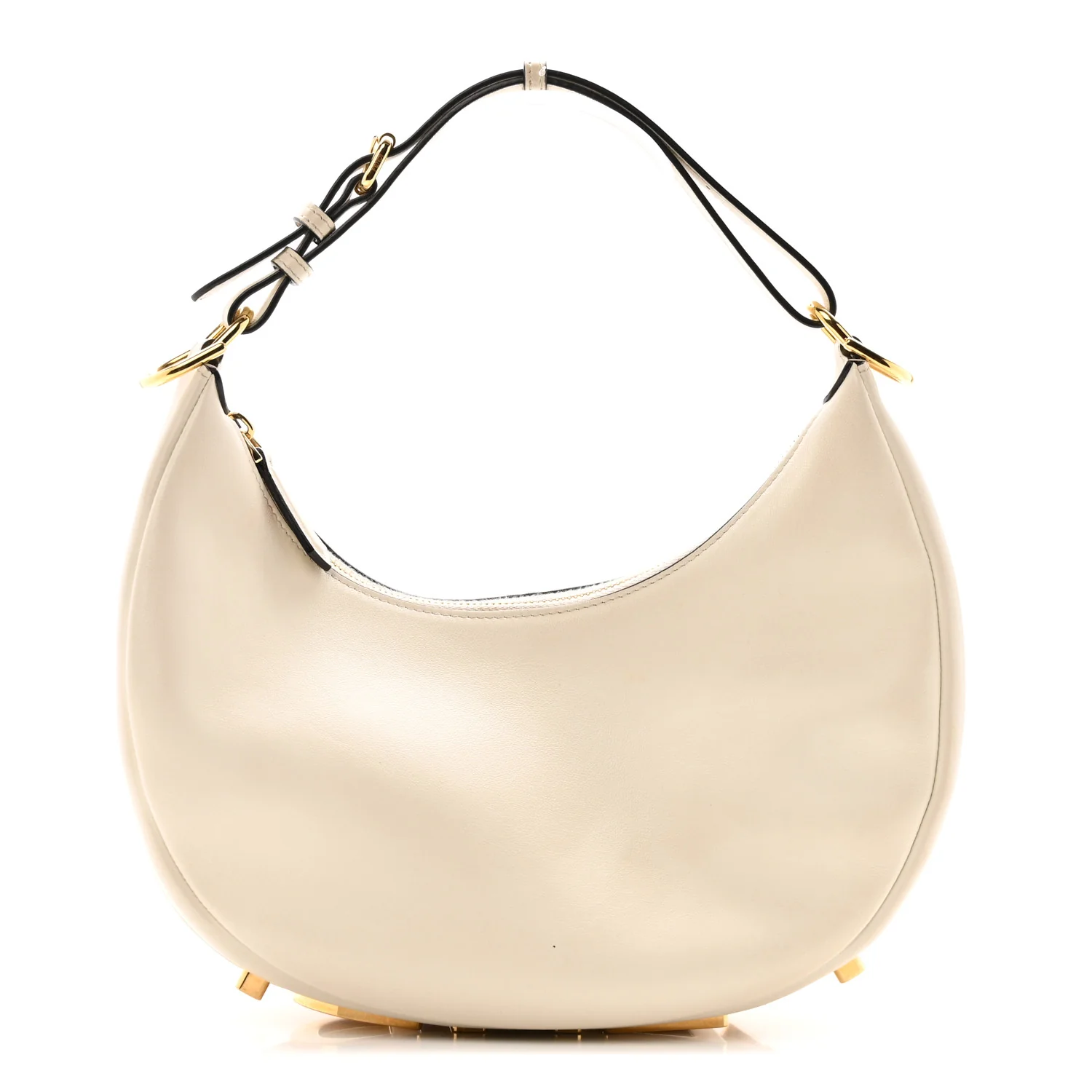 Vitello Grace Matte Small Fendigraphy Hobo Bag White Ice