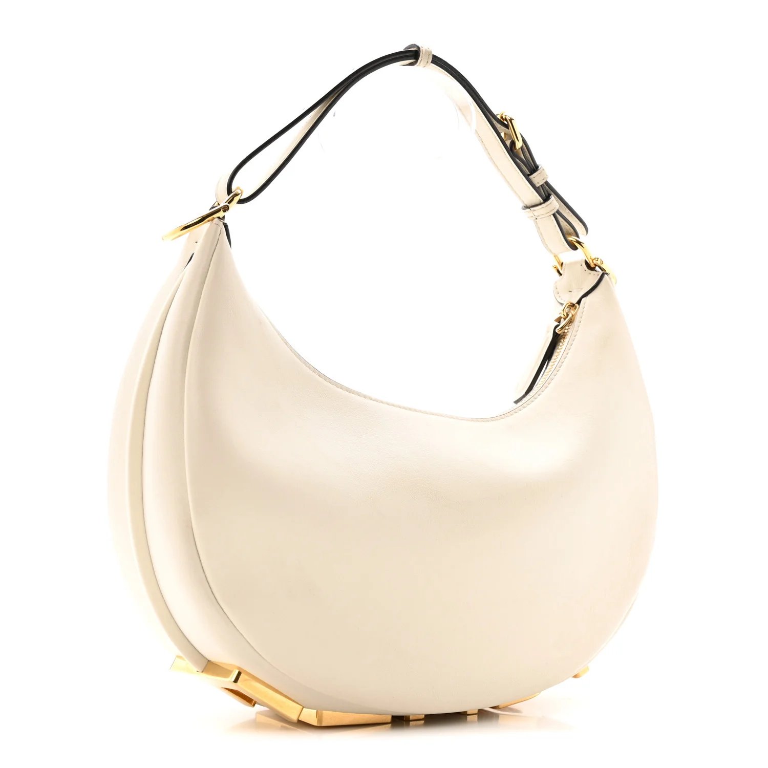 Vitello Grace Matte Small Fendigraphy Hobo Bag White Ice - Image 3