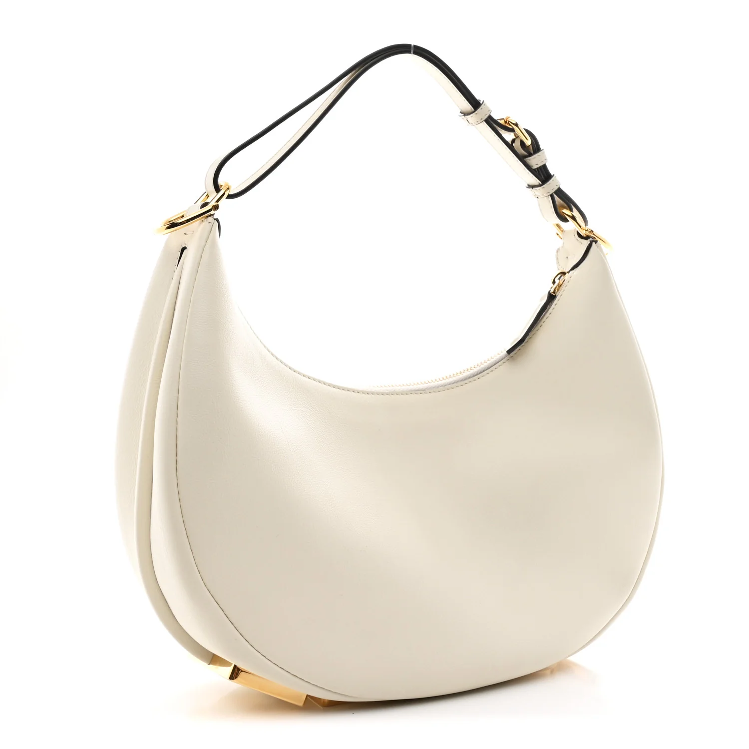 Vitello Grace Matte Small Fendigraphy Hobo Bag White Ice - Image 3
