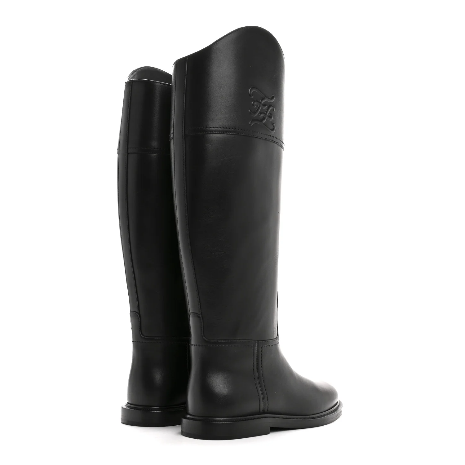 Vitello Karligraphy Embossed Tall Riding Boots 36 Black - Image 4