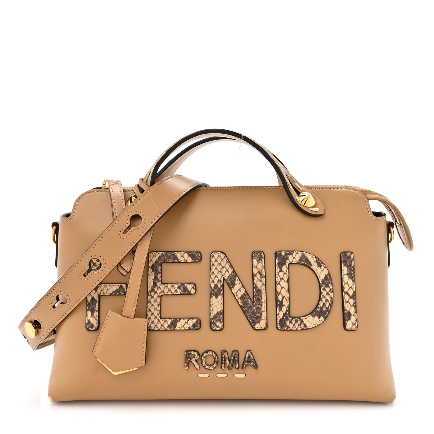 Vitello King Elaphe Python Print Logo Medium By The Way Boston Bag Miele Scuro Makeup