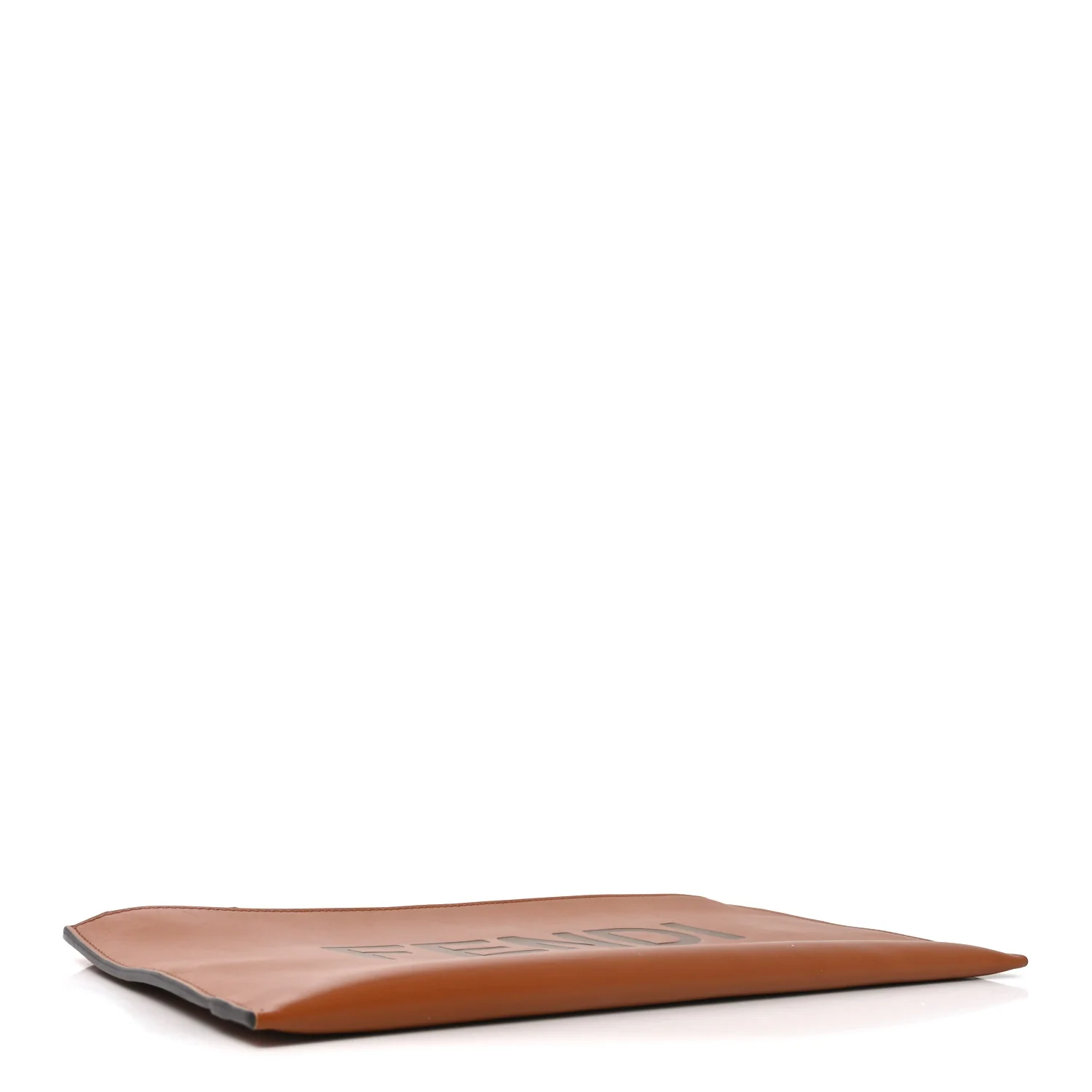 Vitello King Logo Embossed Medium Flat Pouch Cuoio - Image 4