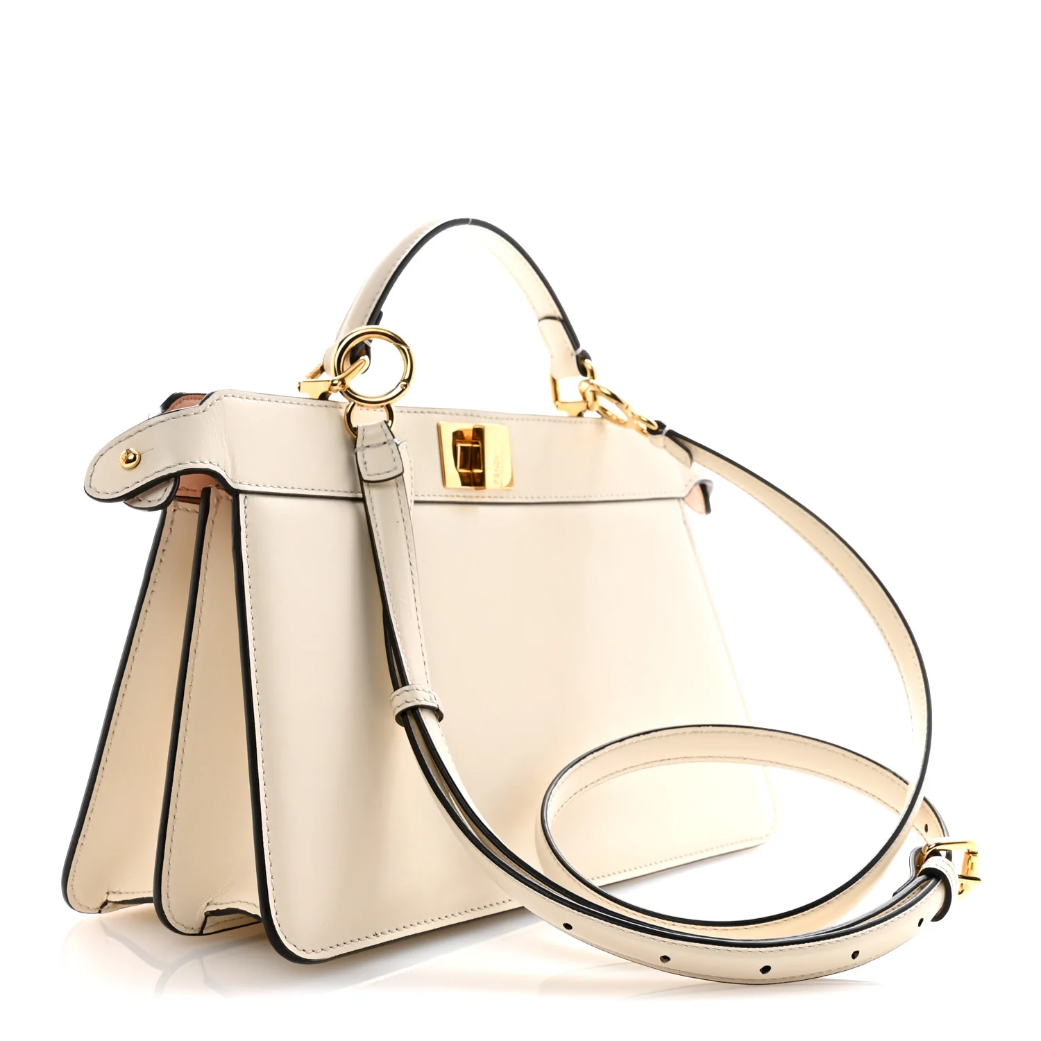 Vitello King Luxor Shiny Nappa Medium Peekaboo I SEE U East West Satchel White Light Rose - Image 3