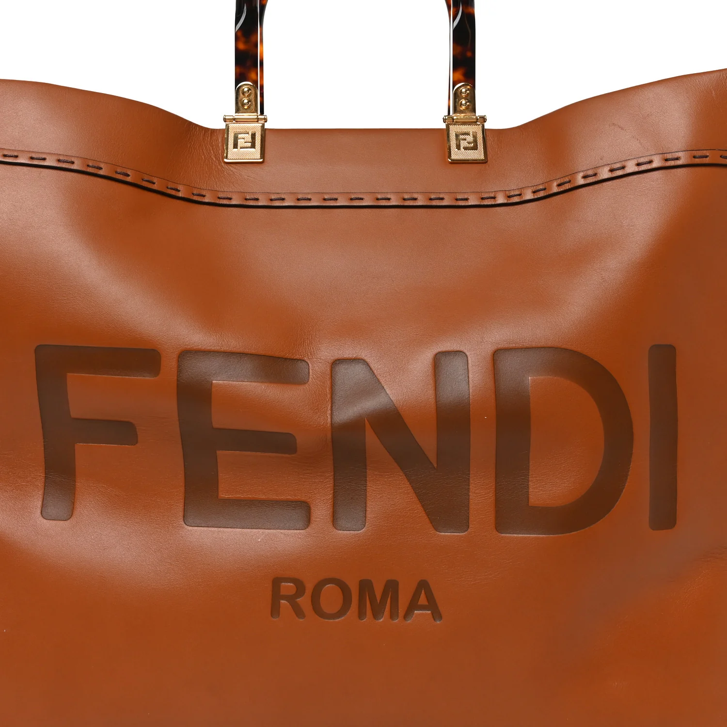 Vitello King Plexiglass Large Fendi Sunshine Shopper Tote Cuoio - Image 7