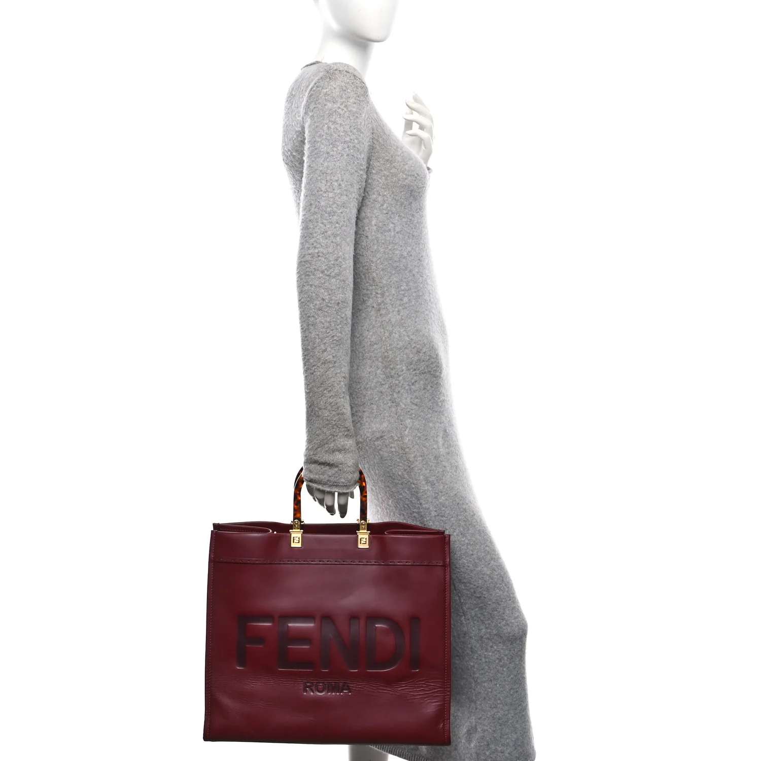 Vitello King Plexiglass Logo Embossed Large Fendi Sunshine Shopper Tote Barolo - Image 2
