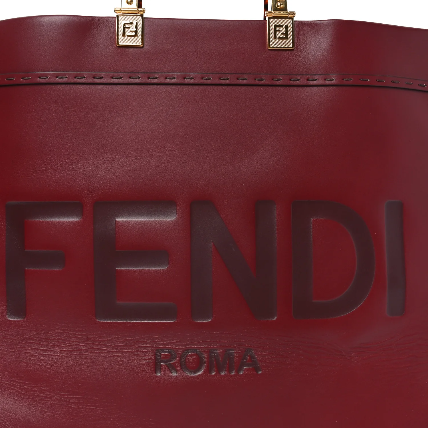 Vitello King Plexiglass Logo Embossed Large Fendi Sunshine Shopper Tote Barolo - Image 7