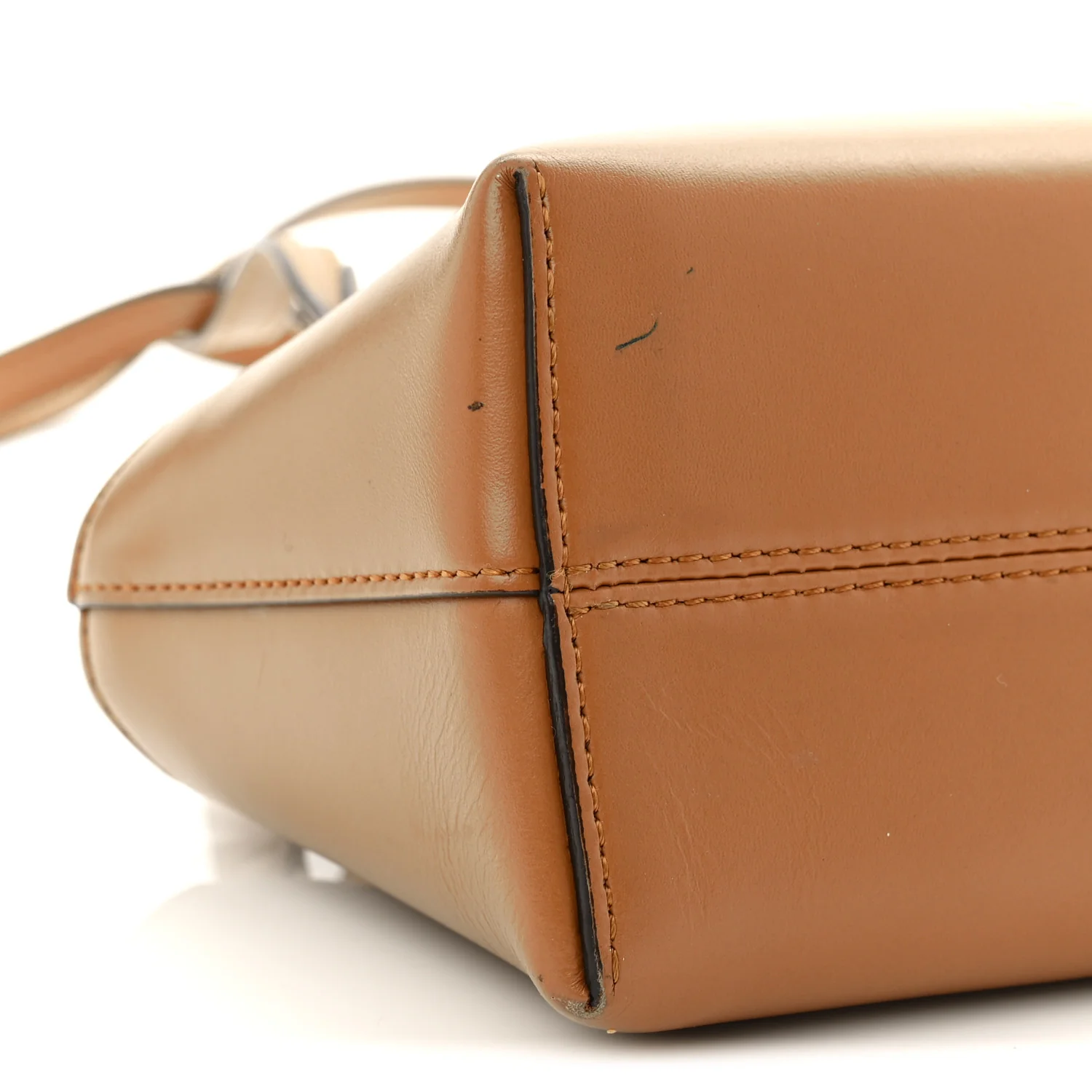 Vitello King Plexiglass Logo Embossed Mini By The Way Top Handle Boston Bag Caramello - Image 9