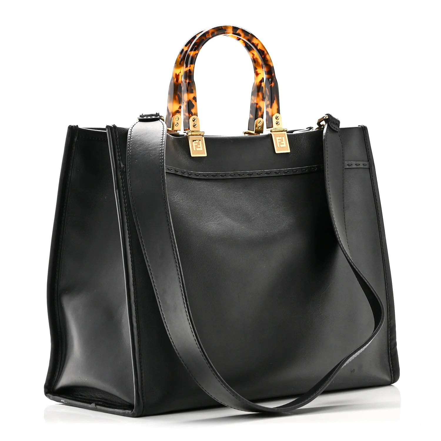 Vitello King Plexiglass Medium Fendi Sunshine Shopper Tote Black - Image 3