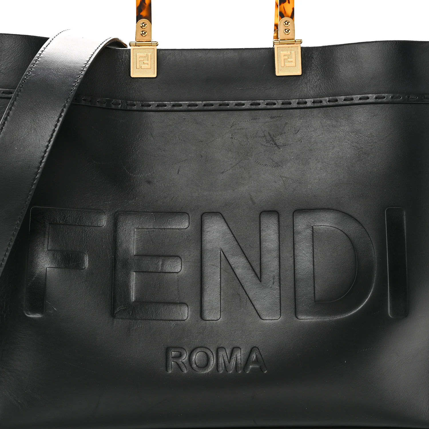 Vitello King Plexiglass Medium Fendi Sunshine Shopper Tote Black - Image 7