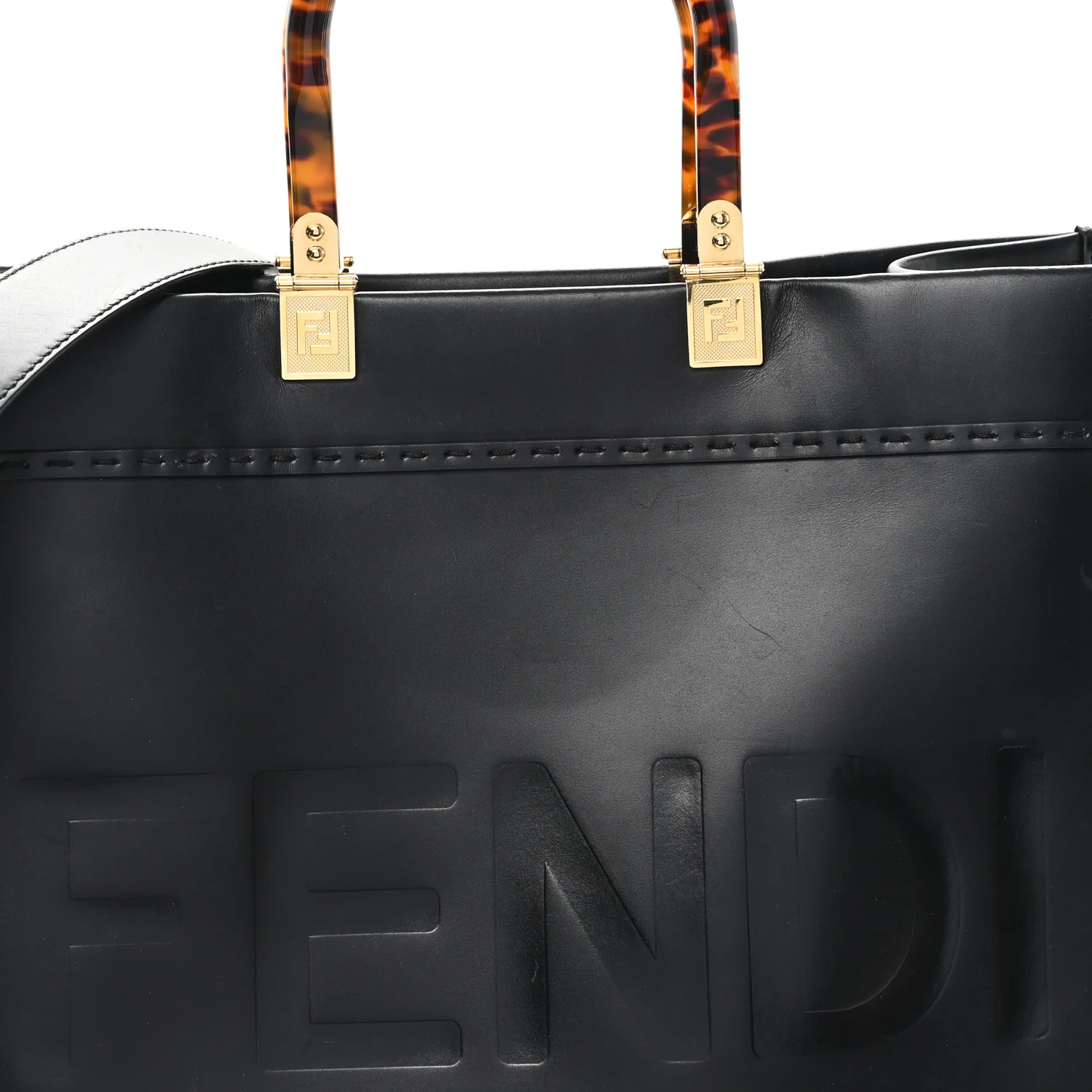 Vitello King Plexiglass Medium Fendi Sunshine Shopper Tote Black - Image 13
