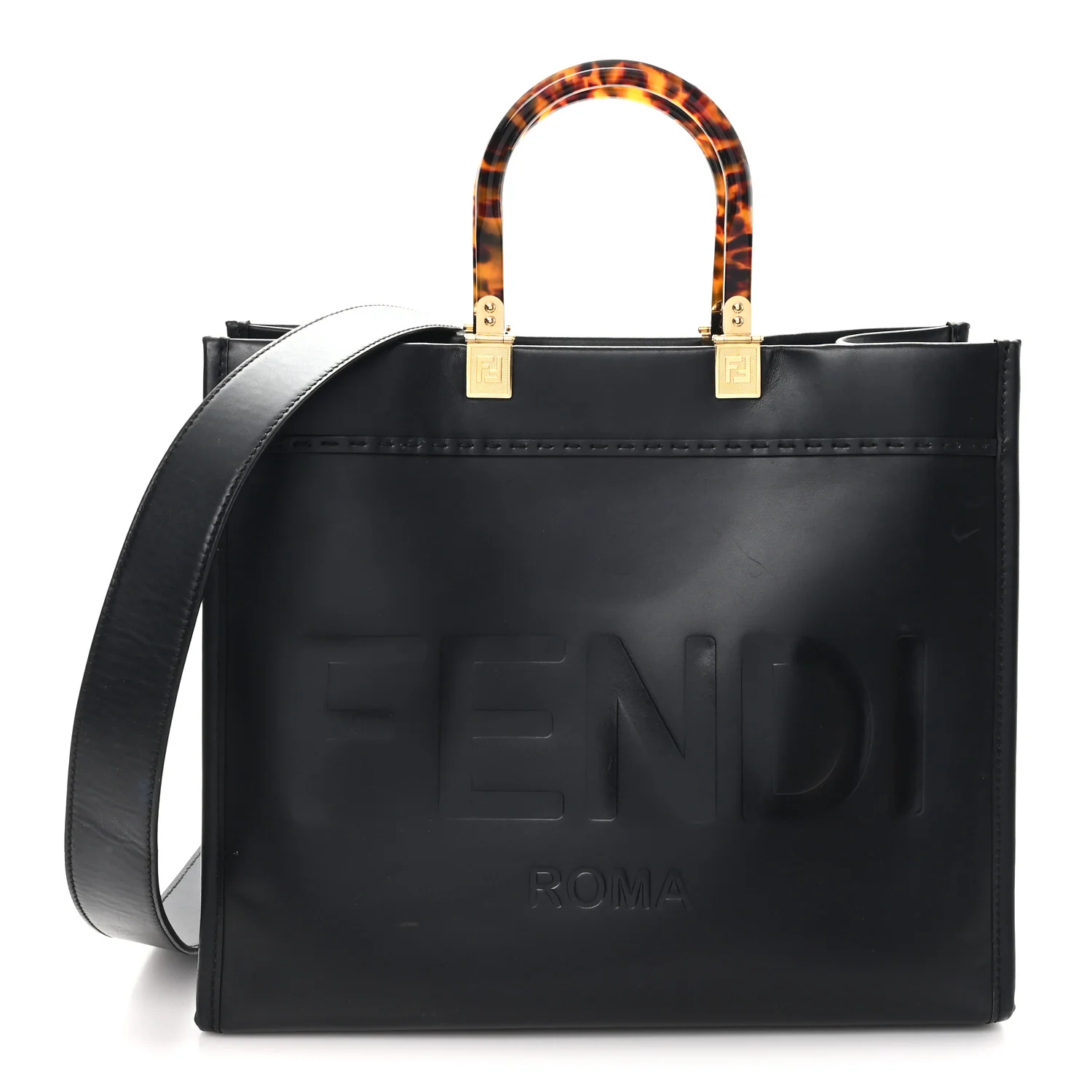 Vitello King Plexiglass Medium Fendi Sunshine Shopper Tote Black - Image 2