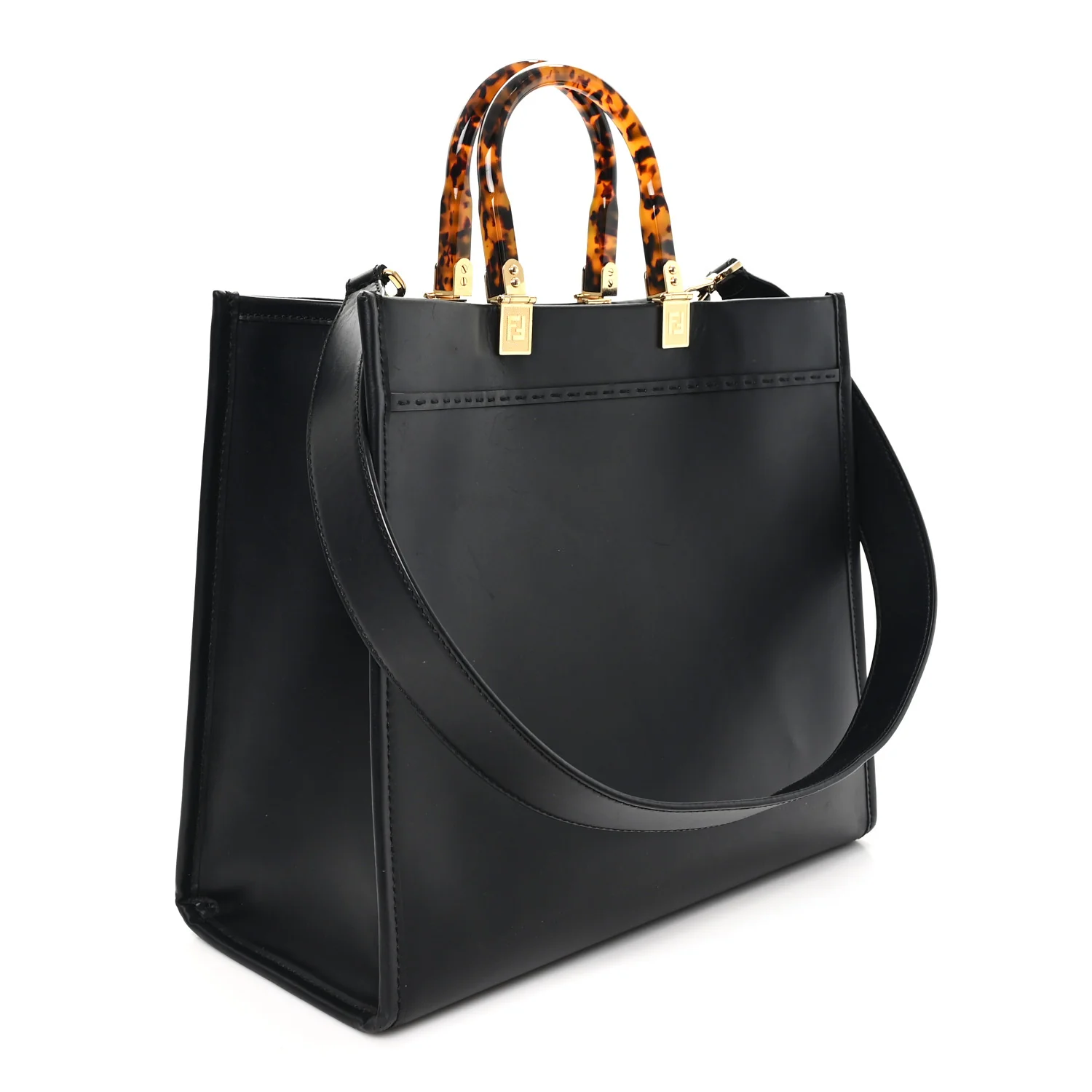Vitello King Plexiglass Medium Fendi Sunshine Shopper Tote Black - Image 4