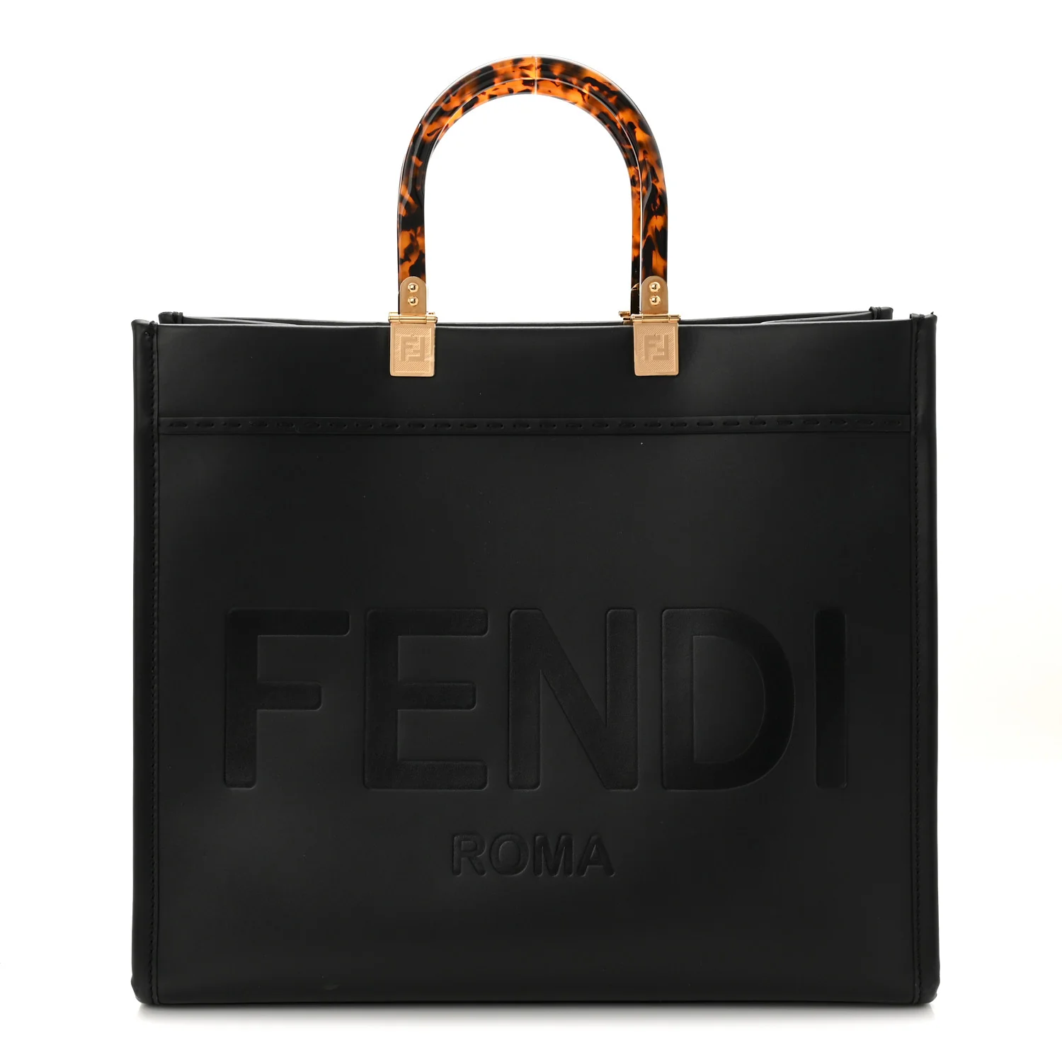 Vitello King Plexiglass Medium Fendi Sunshine Shopper Tote Black