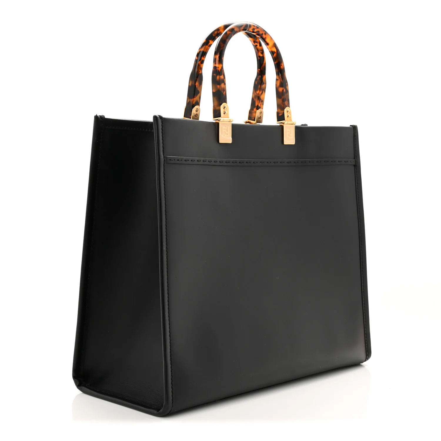 Vitello King Plexiglass Medium Fendi Sunshine Shopper Tote Black - Image 3