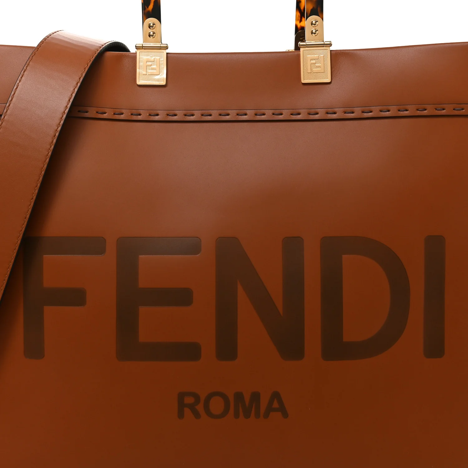 Vitello King Plexiglass Medium Fendi Sunshine Shopper Tote Cuoio - Image 7