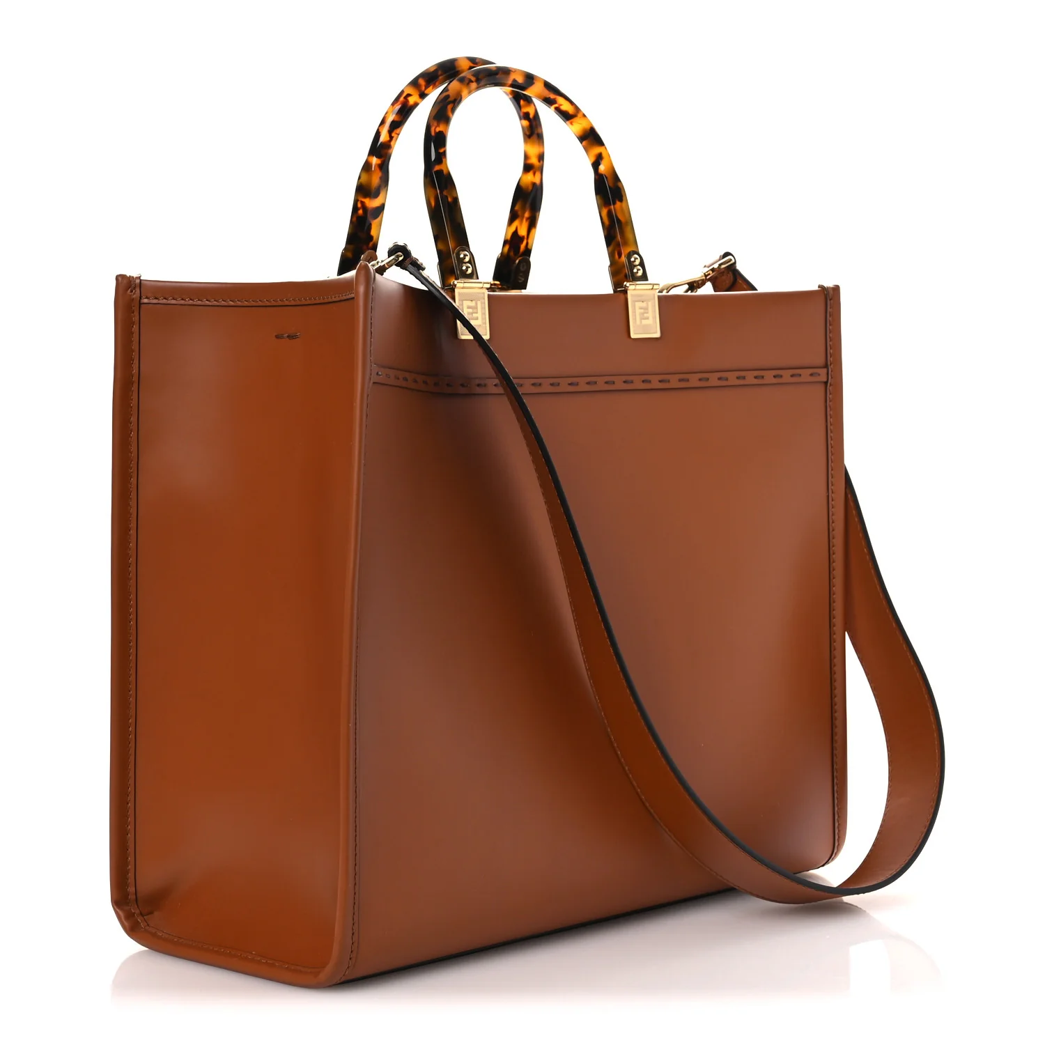 Vitello King Plexiglass Medium Fendi Sunshine Shopper Tote Cuoio - Image 3