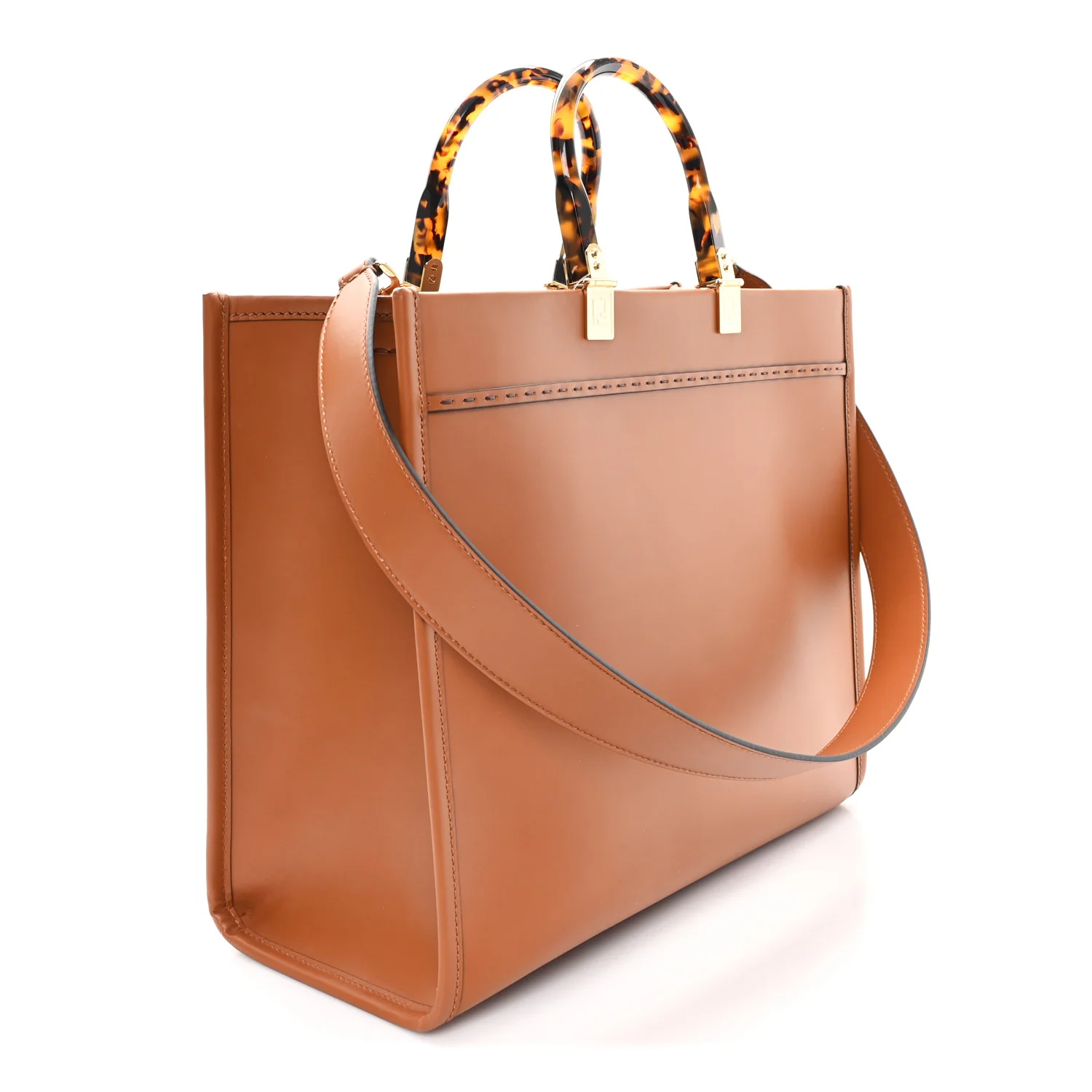 Vitello King Plexiglass Medium Fendi Sunshine Shopper Tote Cuoio - Image 3