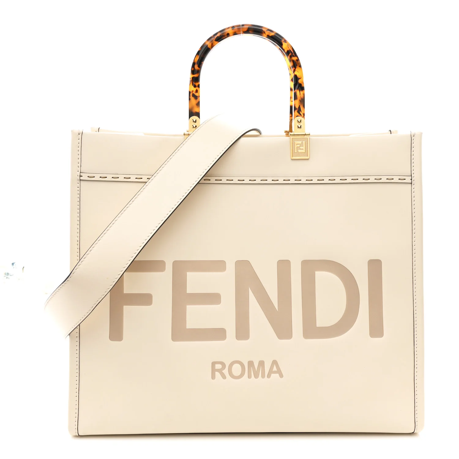 Vitello King Plexiglass Medium Fendi Sunshine Shopper Tote White Ice