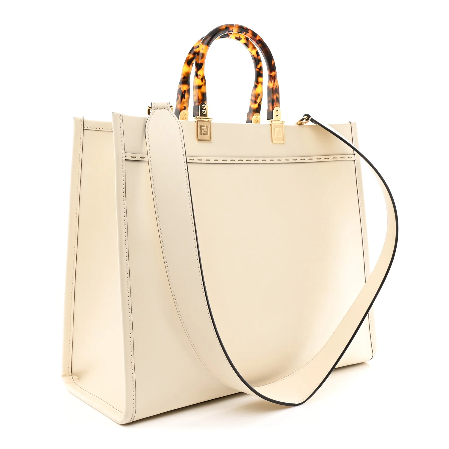 Vitello King Plexiglass Medium Fendi Sunshine Shopper Tote White Ice - Image 3
