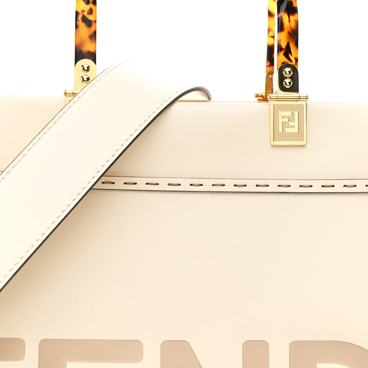Vitello King Plexiglass Medium Fendi Sunshine Shopper Tote White Ice - Image 7