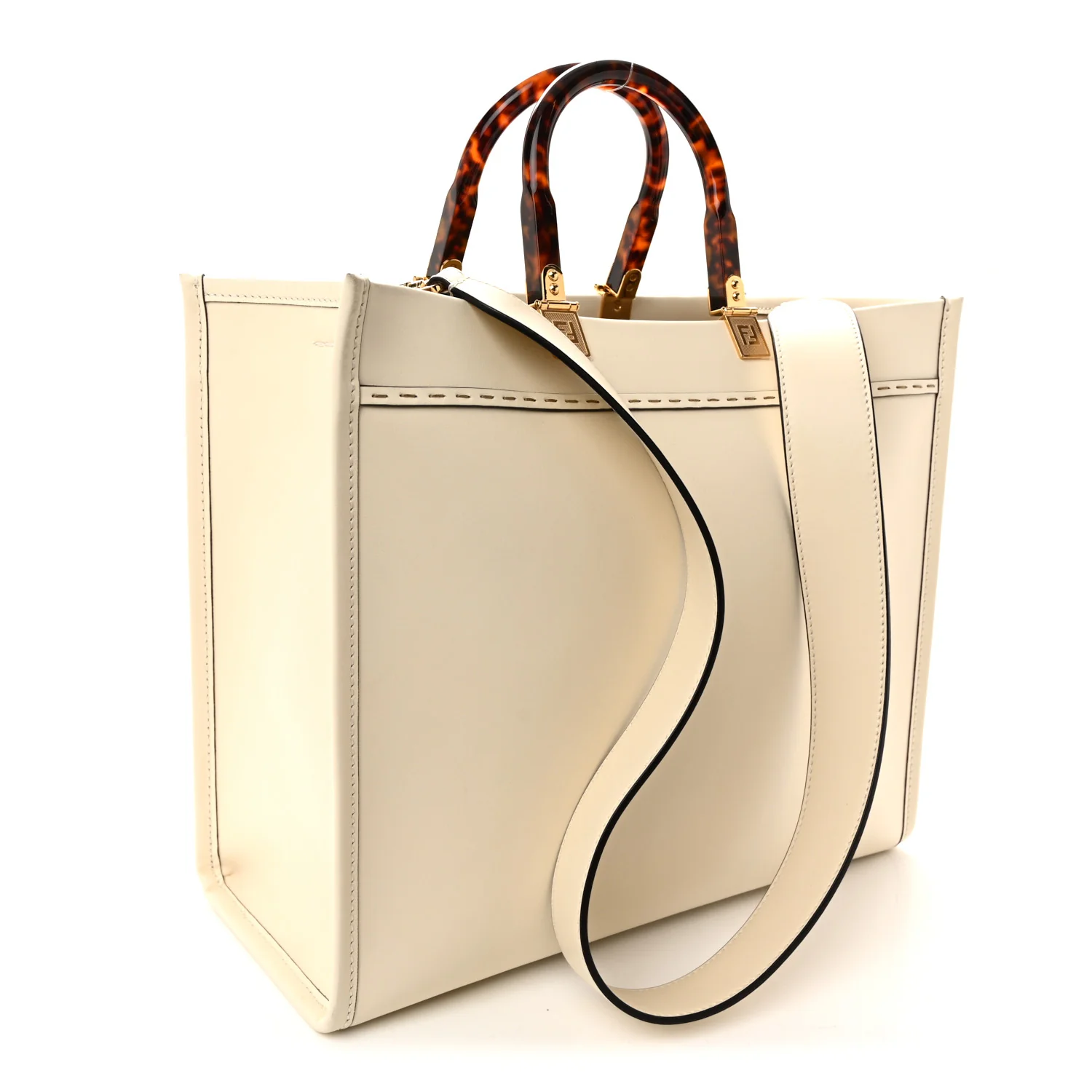 Vitello King Plexiglass Medium Fendi Sunshine Shopper Tote White Ice - Image 3