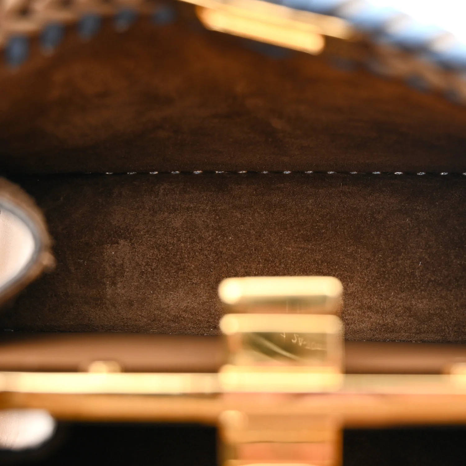 Vitello King Shiny Nappa Intreccio Petite Peekaboo I SEE U Satchel Sand Beige Blue - Image 5