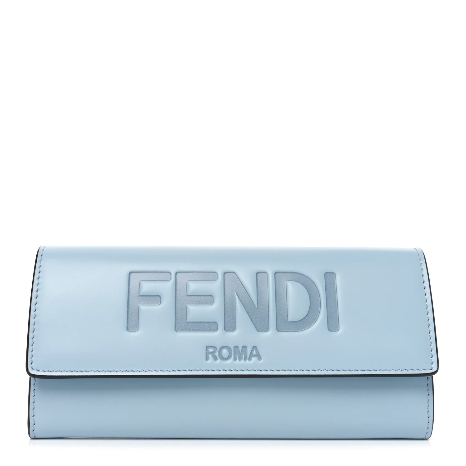 Vitello King Tamponato Logo Embossed Continental Wallet Azzurro Baby