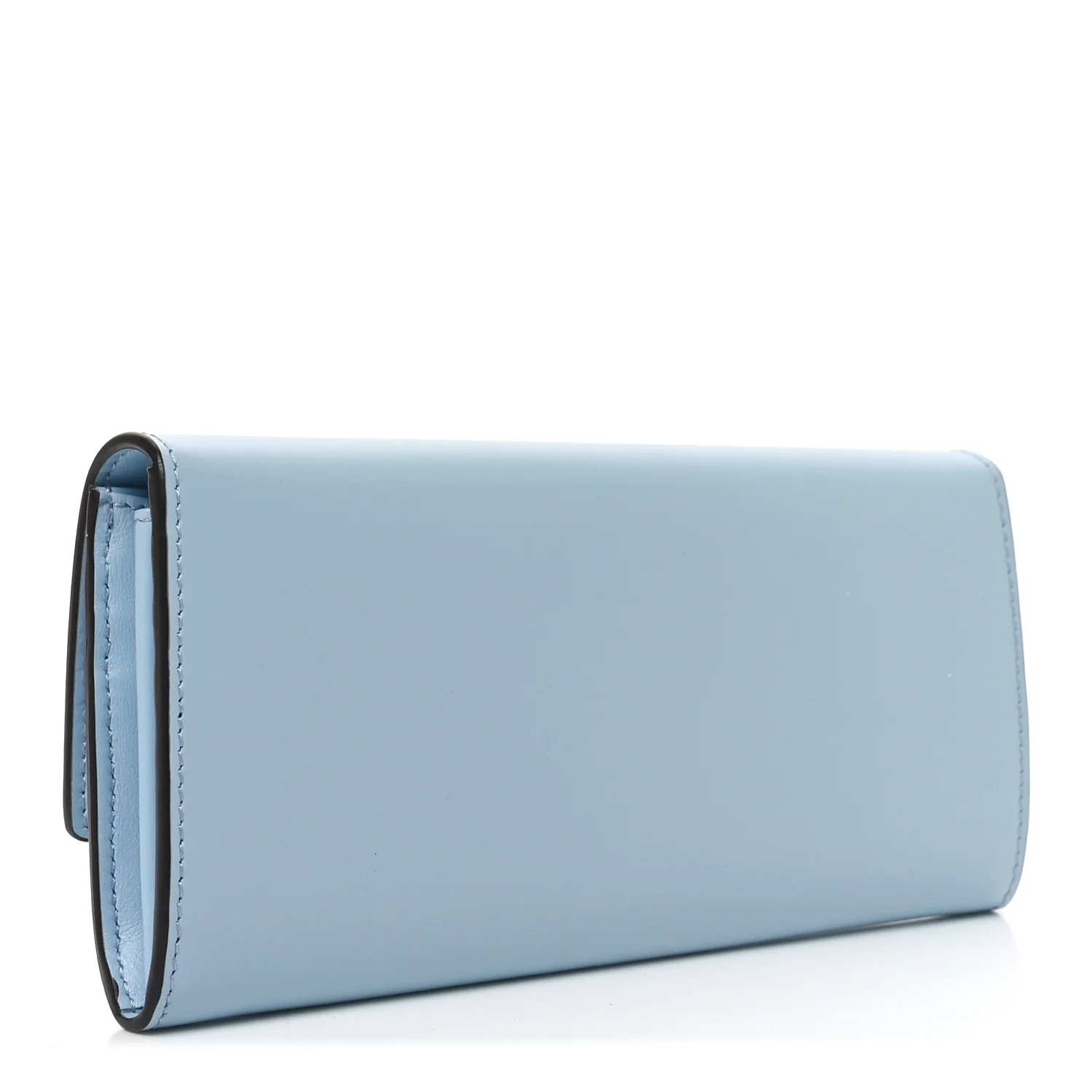 Vitello King Tamponato Logo Embossed Continental Wallet Azzurro Baby - Image 3