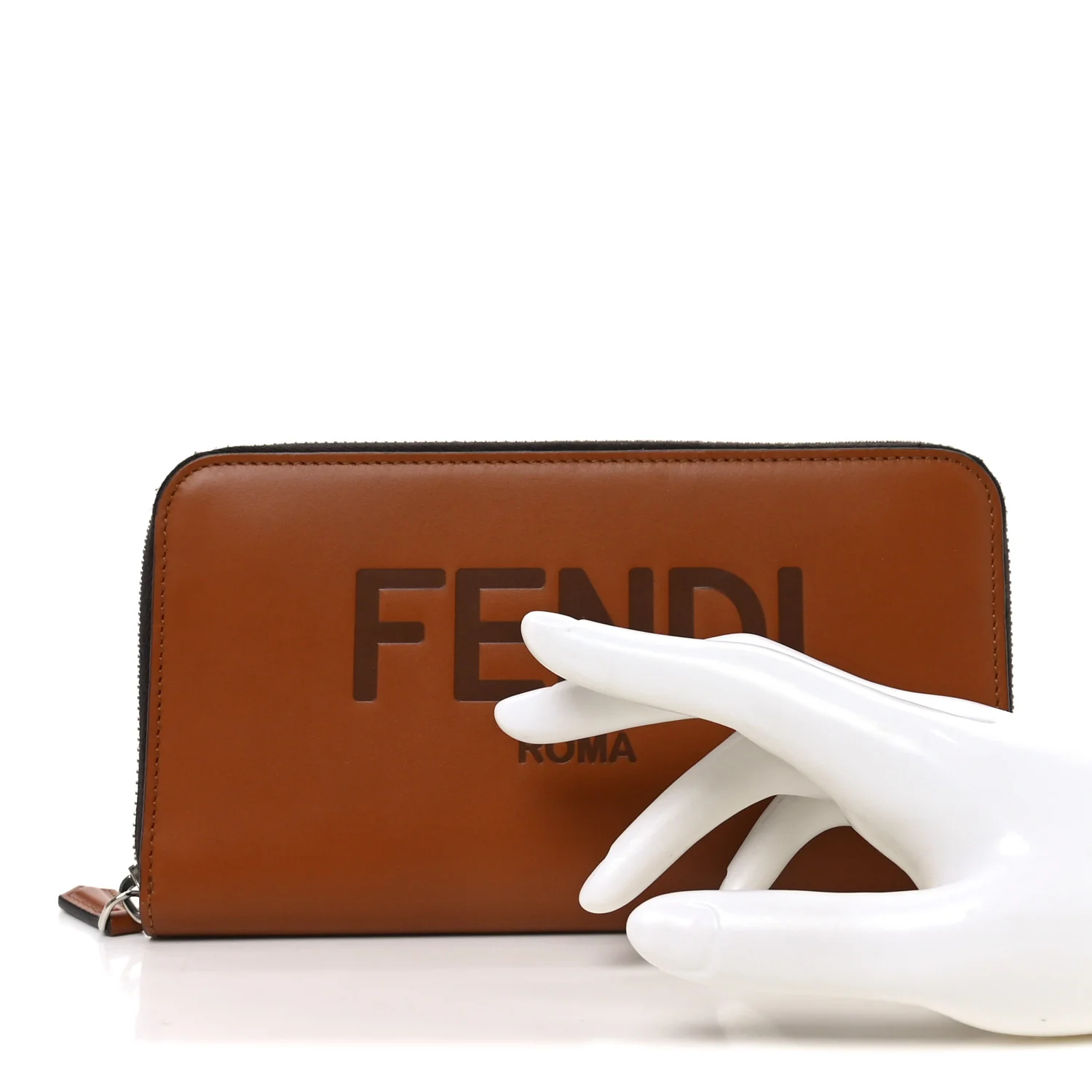 Vitello King Tamponato Logo Embossed Zip Around Wallet Cuoio - Image 2