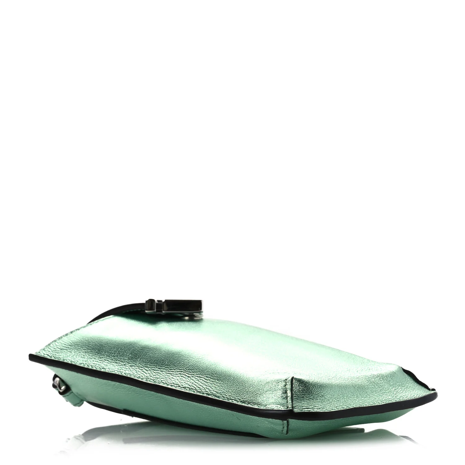 Vitello Laminato FF Diamonds Phone Pouch Verde Chiaro - Image 4