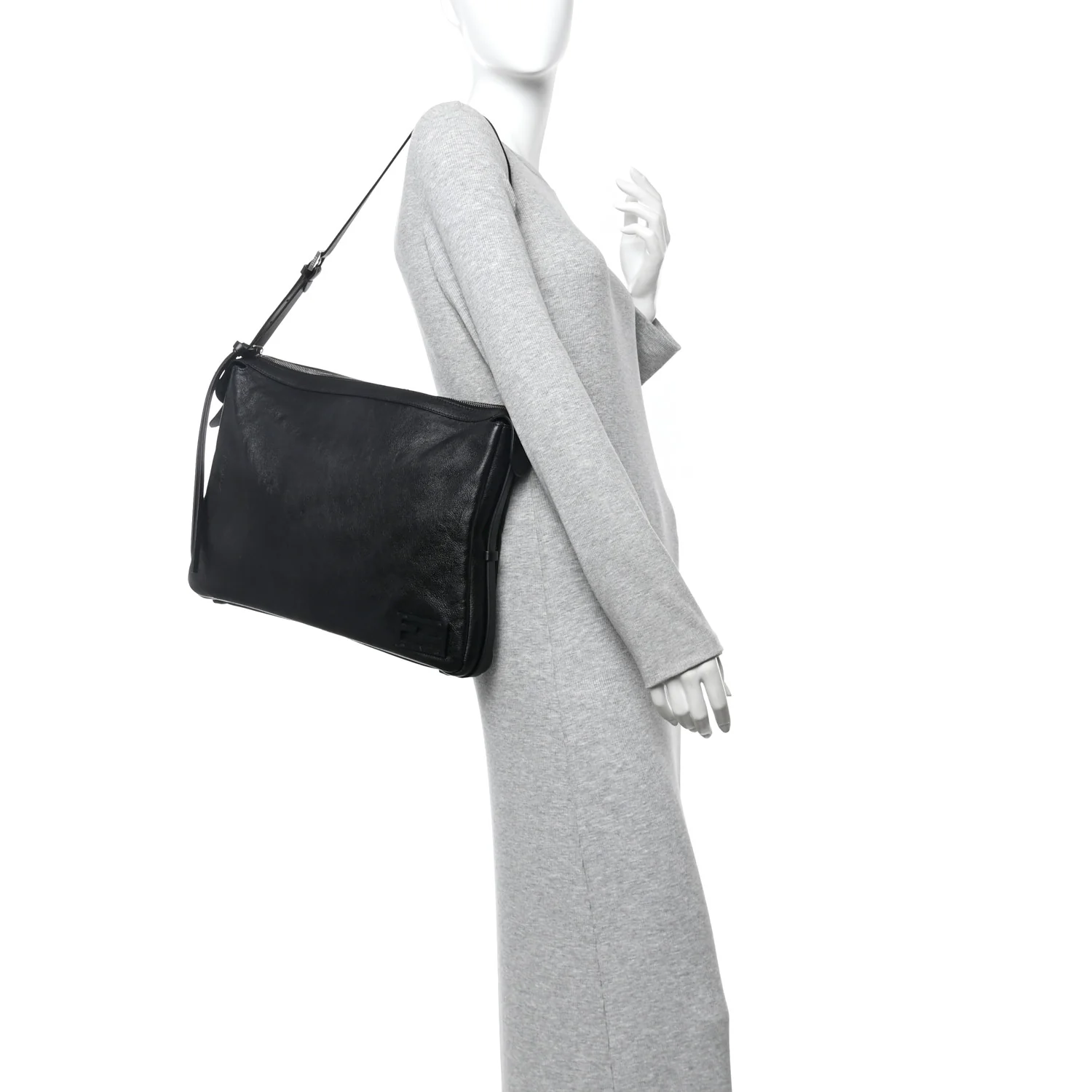 Vitello Large Simply Fendi Shoulder Bag Black - Image 2