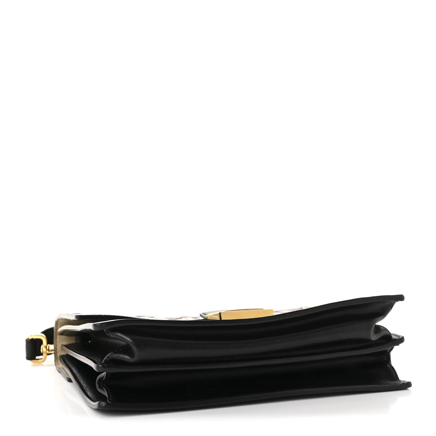 Vitello Liberty Bi-Color FF 1974 Embossed Chain Strap Kan U Shoulder Bag Black Maya - Image 4