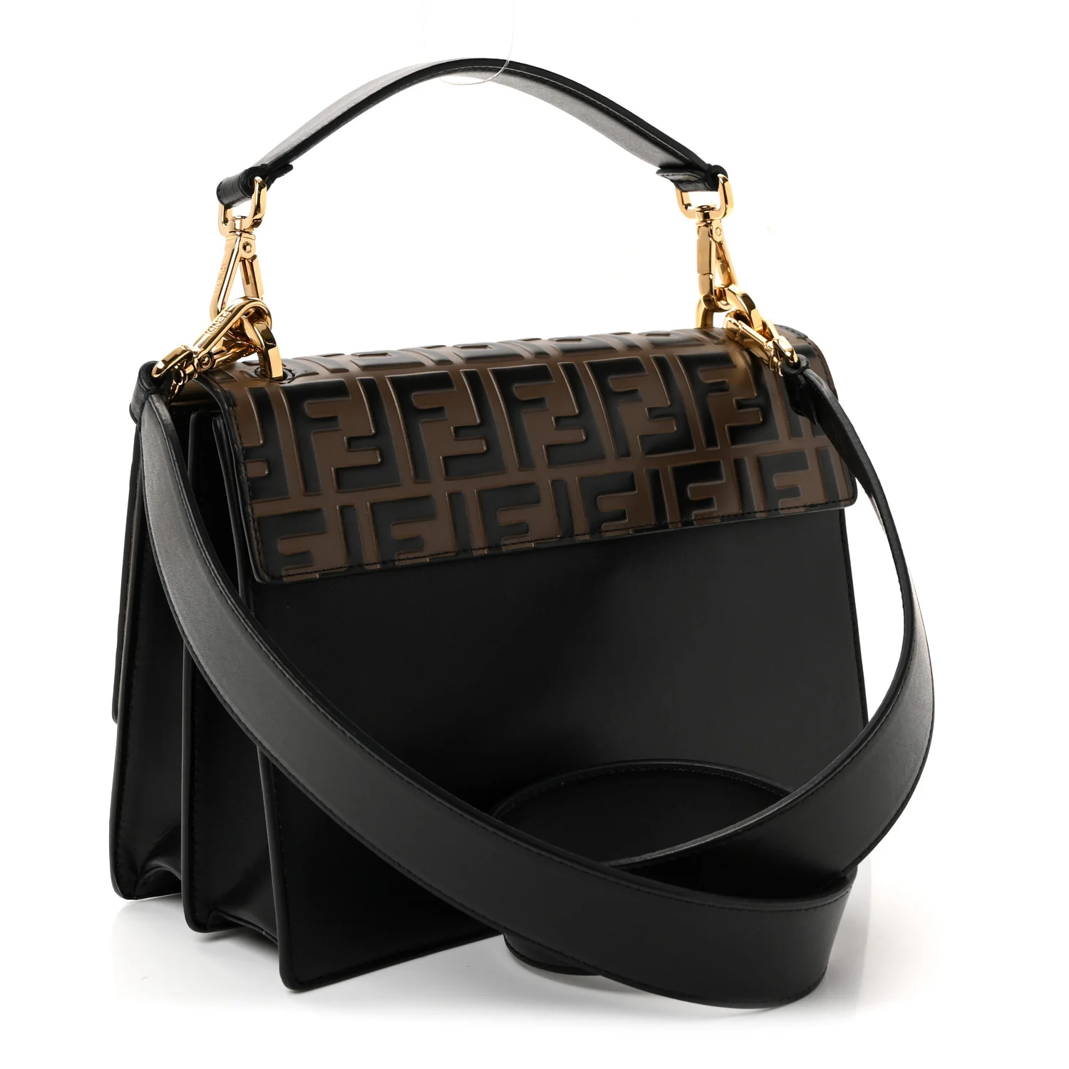 Vitello Liberty Bi-Color FF 1974 Embossed Kan U Shoulder Bag Black Maya - Image 3