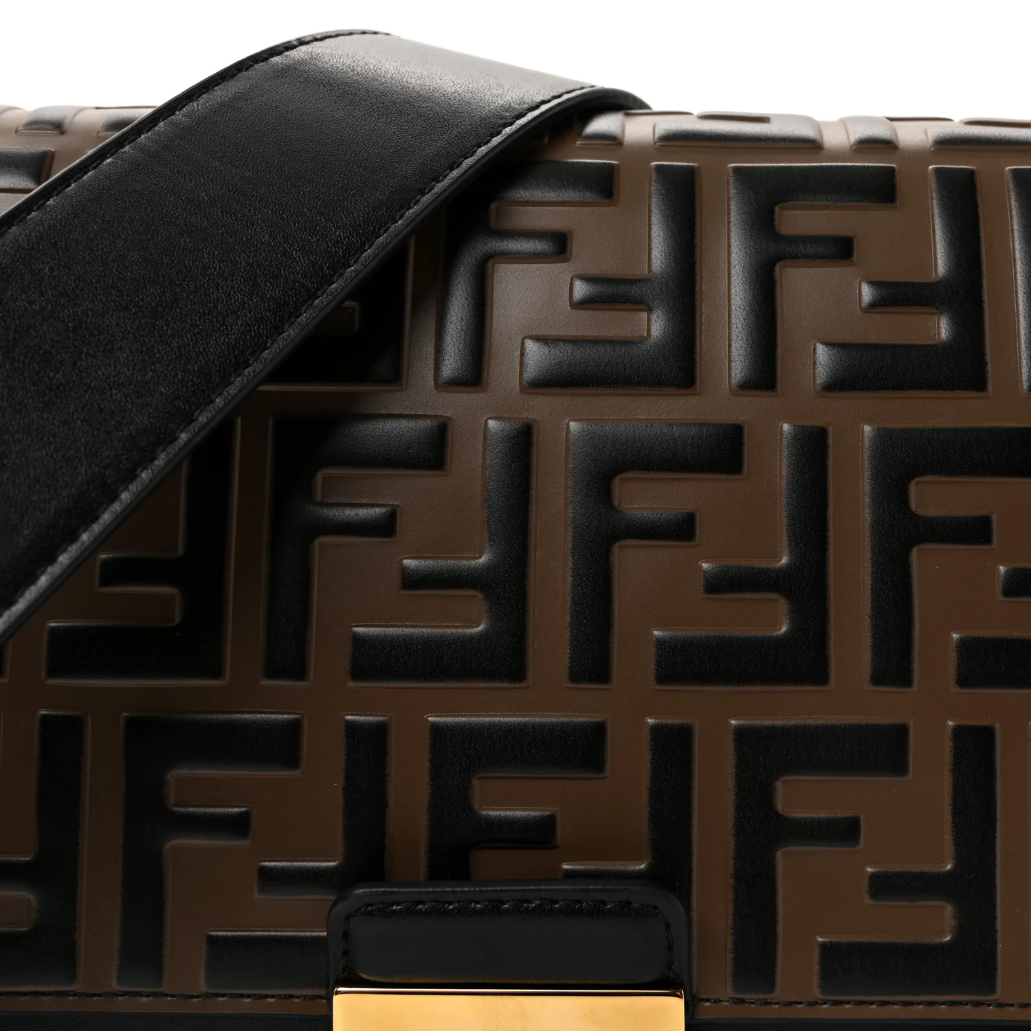 Vitello Liberty Bi-Color FF 1974 Embossed Kan U Shoulder Bag Black Maya - Image 8