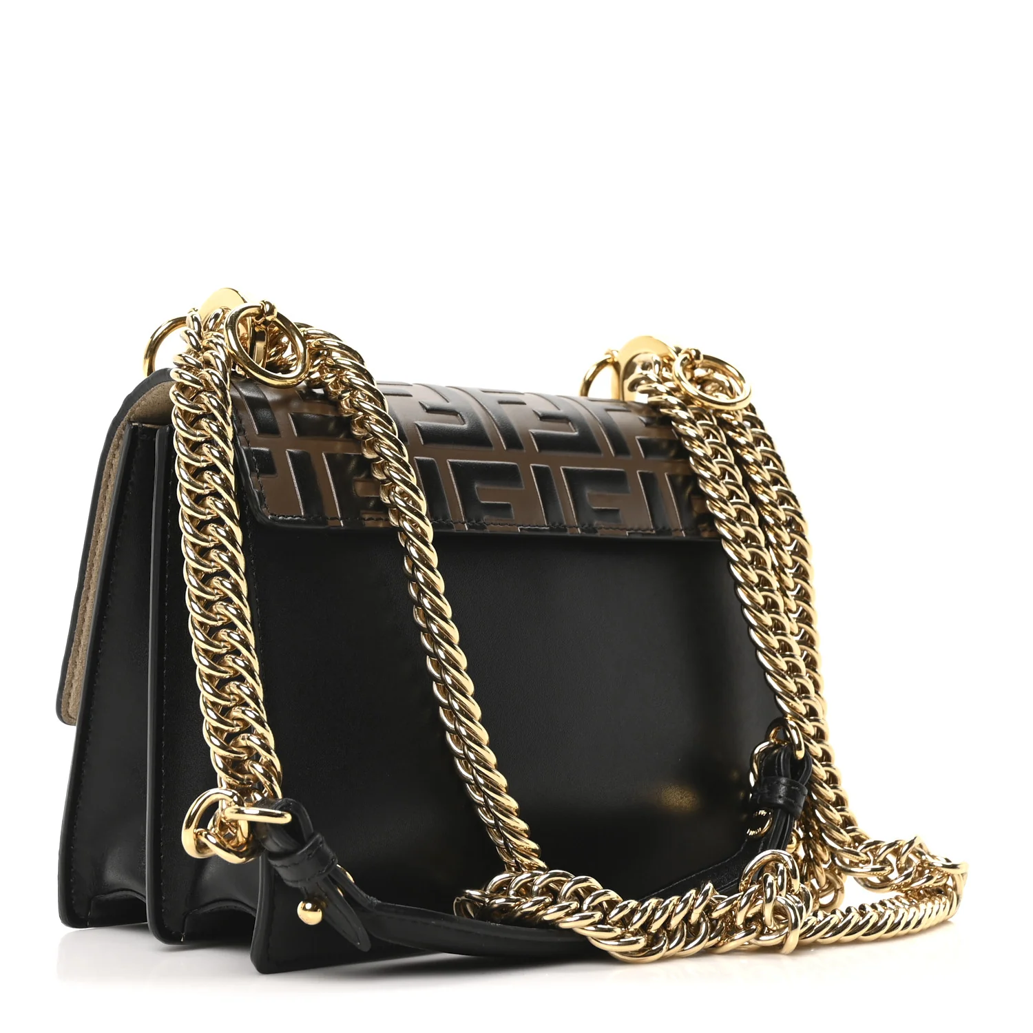 Vitello Liberty Bi-Color FF 1974 Embossed Small Kan I Shoulder Bag Black Maya - Image 3