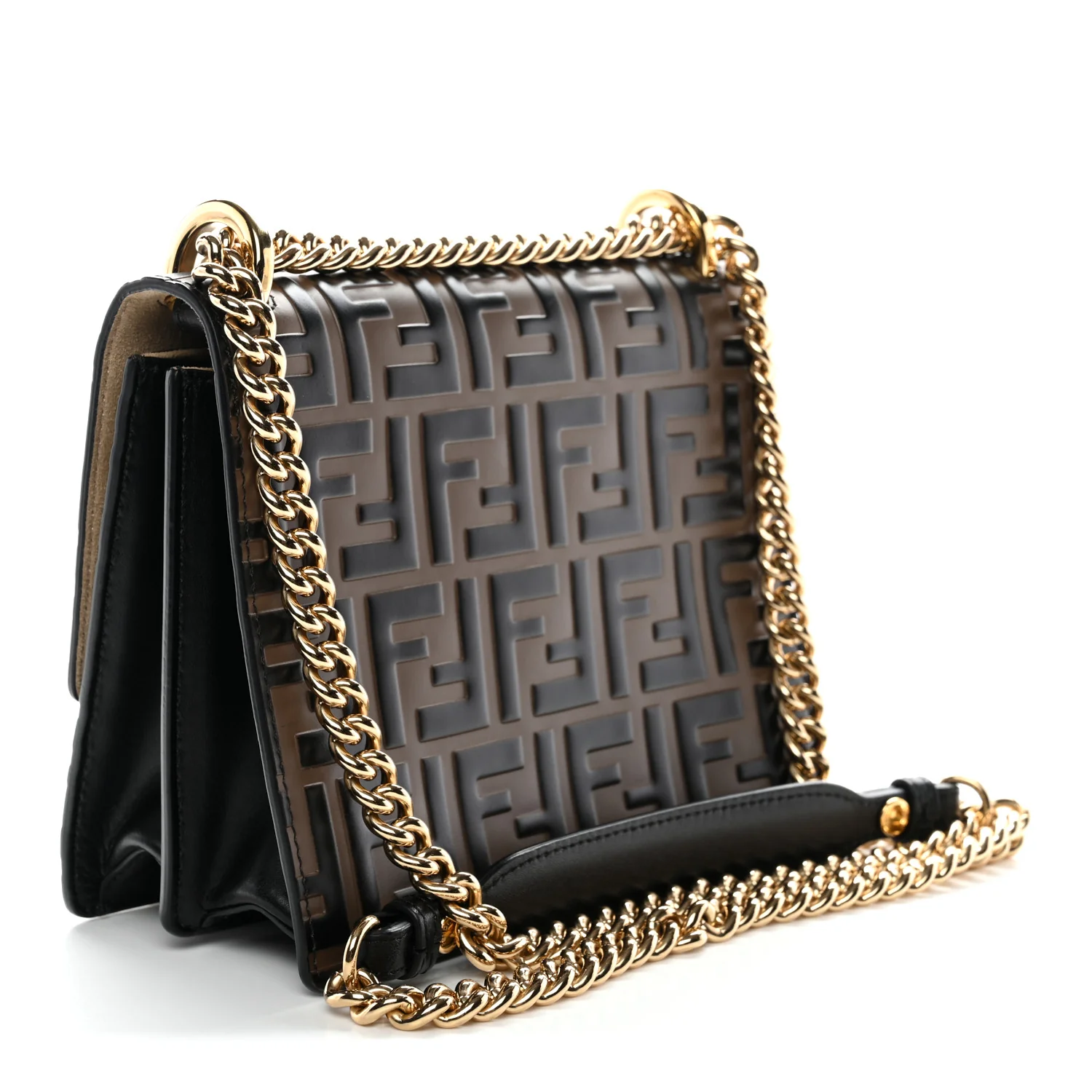Vitello Liberty Bi-Color FF 1974 Embossed Small Kan U Shoulder Bag Maya Black - Image 7