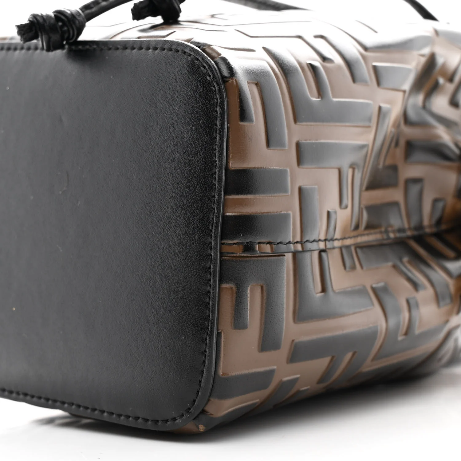 Vitello Liberty F is Fendi Bi-Color FF 1974 Embossed Mini Mon Tresor Bucket Bag Maya Black - Image 9
