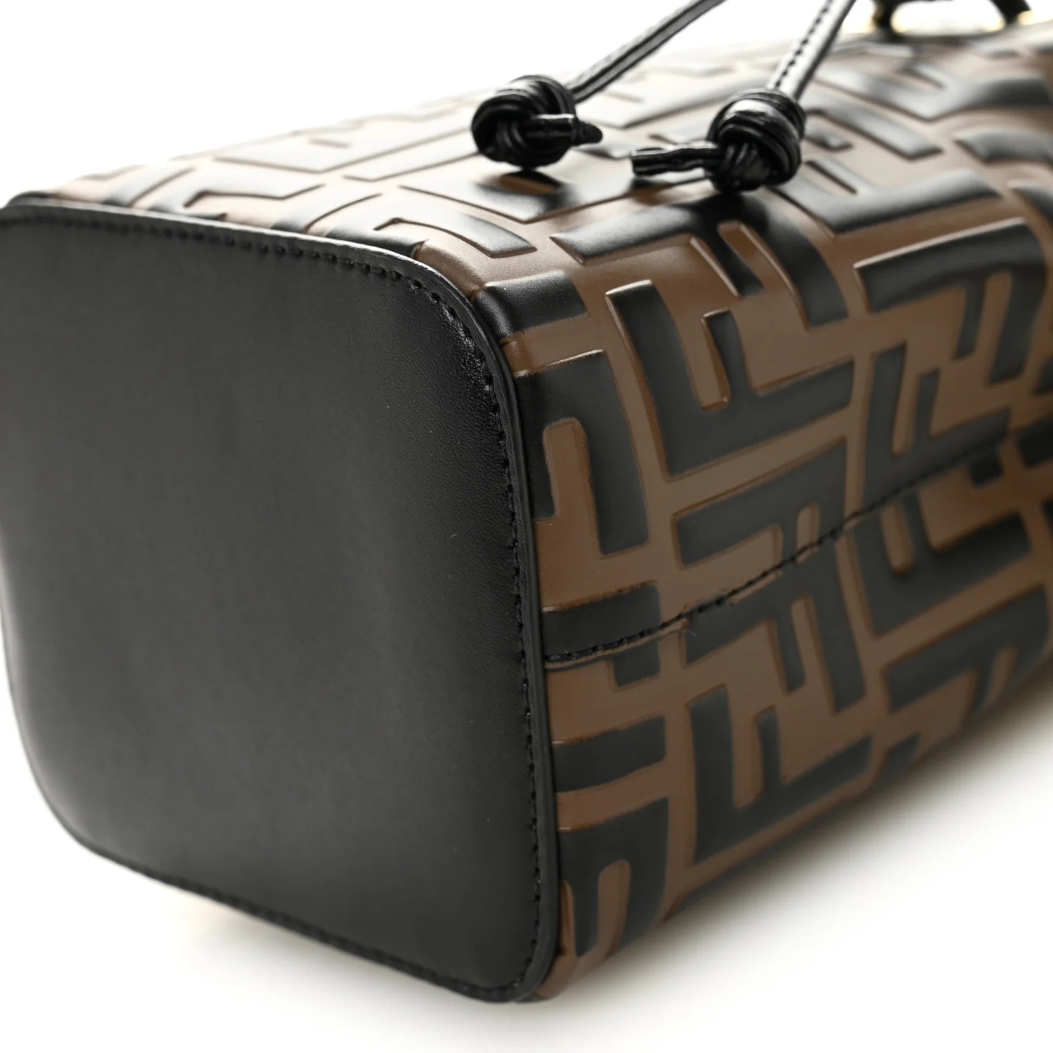 Vitello Liberty F is Fendi Bi-Color FF 1974 Embossed Mini Mon Tresor Bucket Bag Maya Black - Image 10