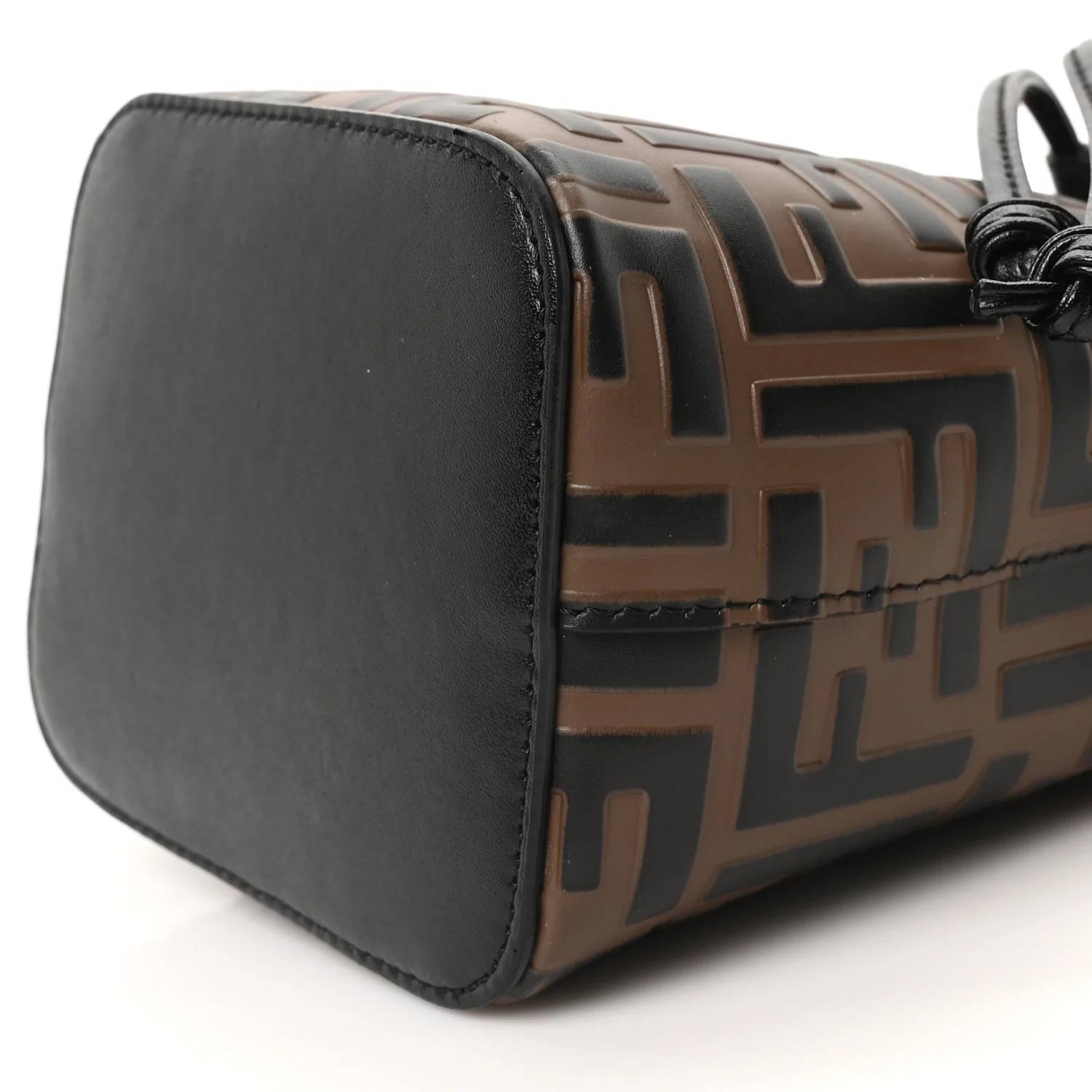 Vitello Liberty F is Fendi Bi-Color FF 1974 Embossed Mini Mon Tresor Bucket Bag Maya Black - Image 10