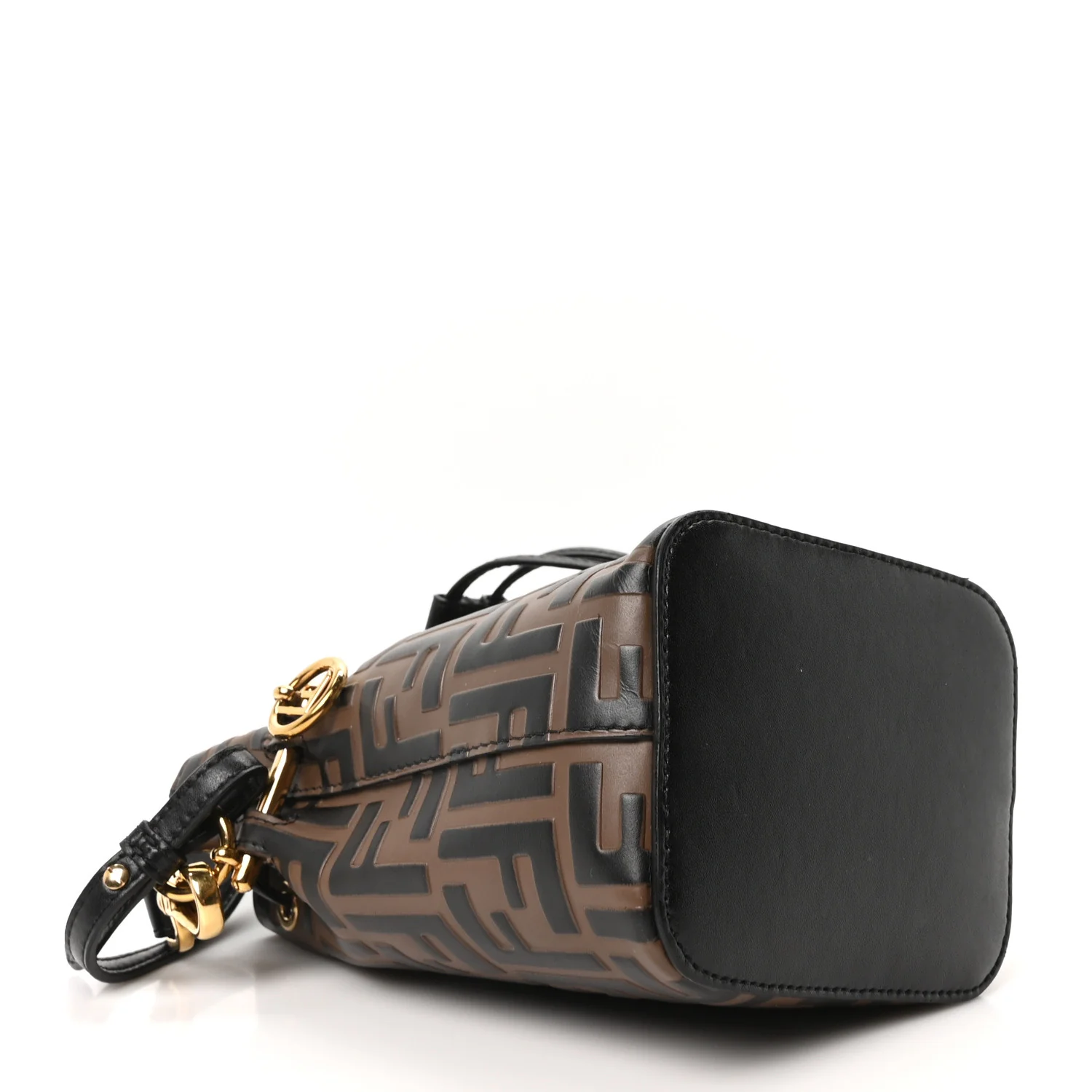 Vitello Liberty F is Fendi Bi-Color FF 1974 Embossed Mini Mon Tresor Bucket Bag Maya Black - Image 4