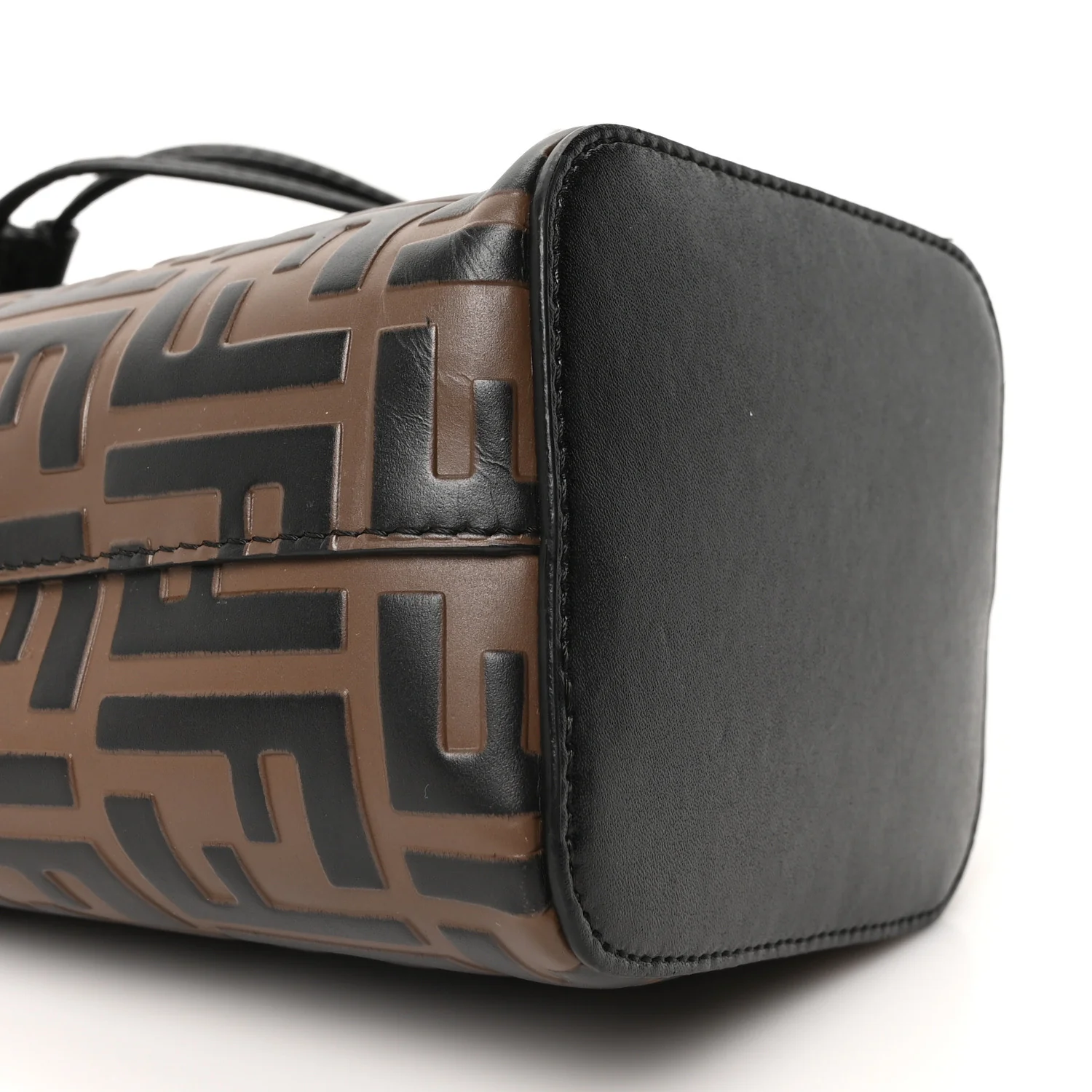 Vitello Liberty F is Fendi Bi-Color FF 1974 Embossed Mini Mon Tresor Bucket Bag Maya Black - Image 9