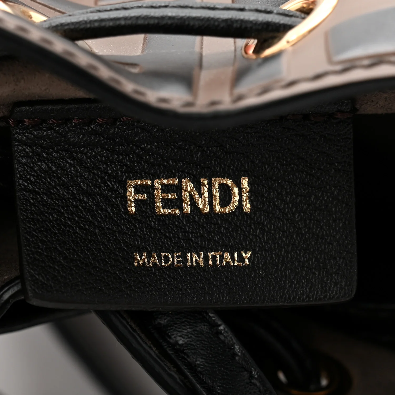 Vitello Liberty F is Fendi Bi-Color FF 1974 Embossed Mini Mon Tresor Bucket Bag Maya Black - Image 11