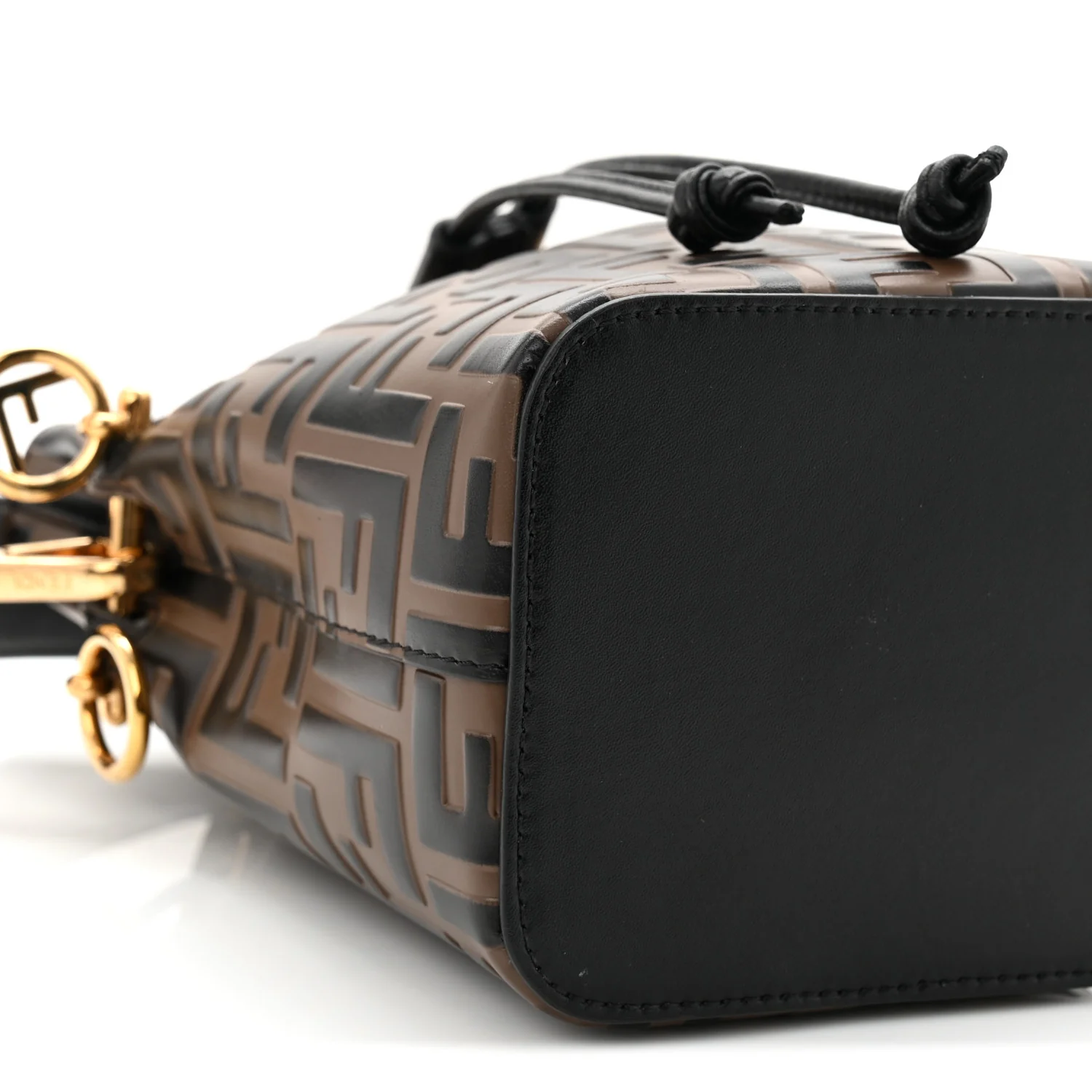 Vitello Liberty F is Fendi Bi-Color FF 1974 Embossed Mini Mon Tresor Bucket Bag Maya Black - Image 17