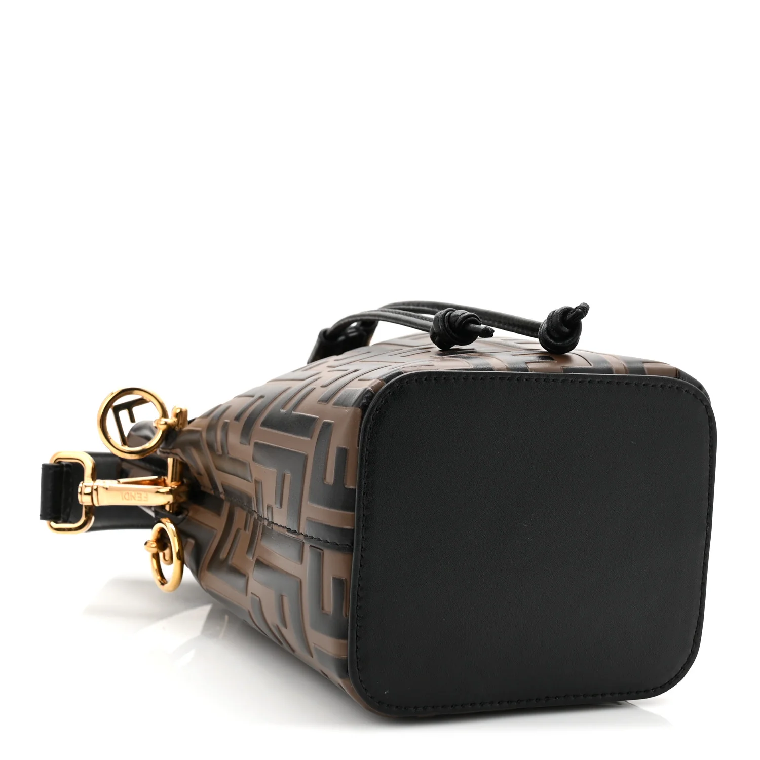 Vitello Liberty F is Fendi Bi-Color FF 1974 Embossed Mini Mon Tresor Bucket Bag Maya Black - Image 6