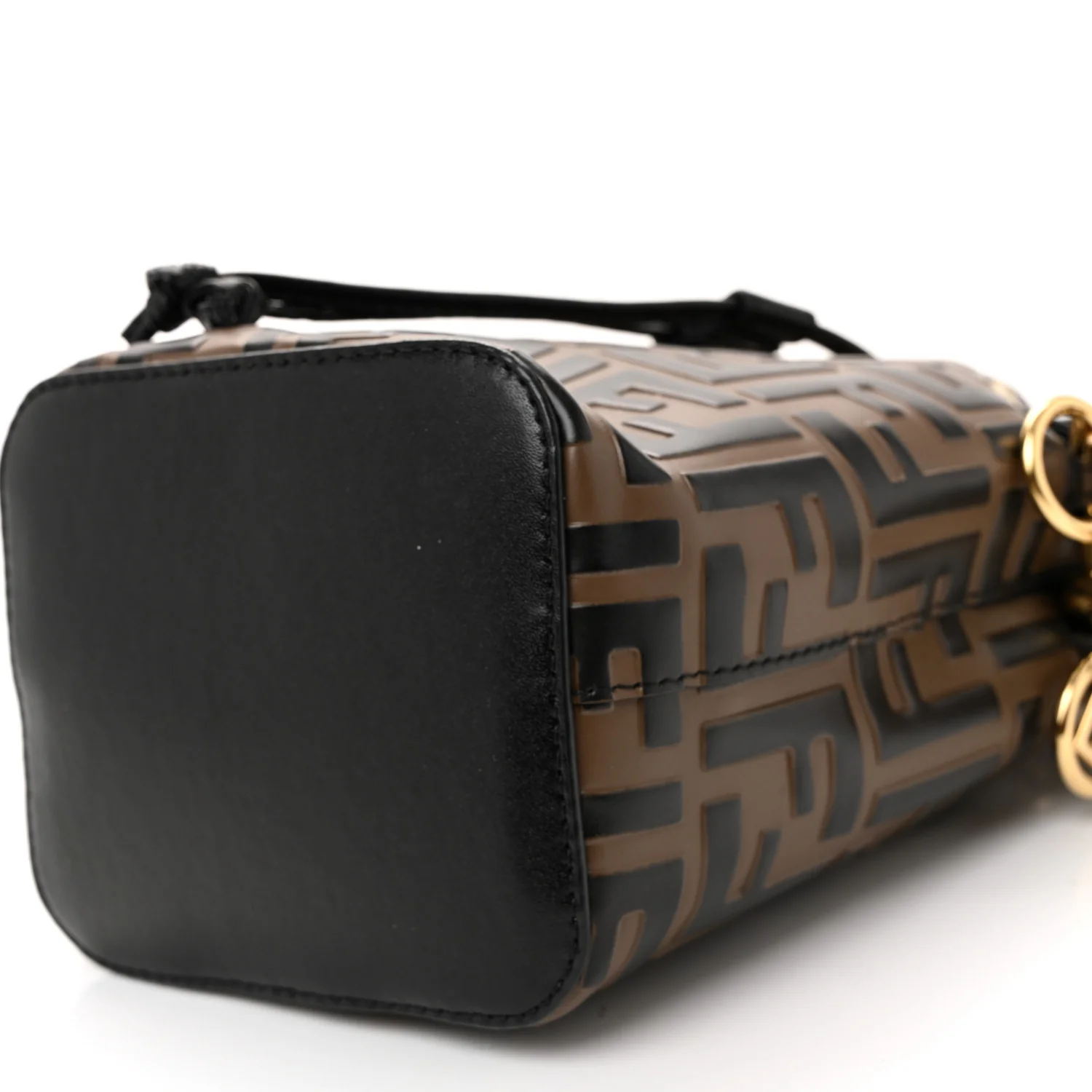 Vitello Liberty F is Fendi Bi-Color FF 1974 Embossed Mini Mon Tresor Bucket Bag Maya Black - Image 10